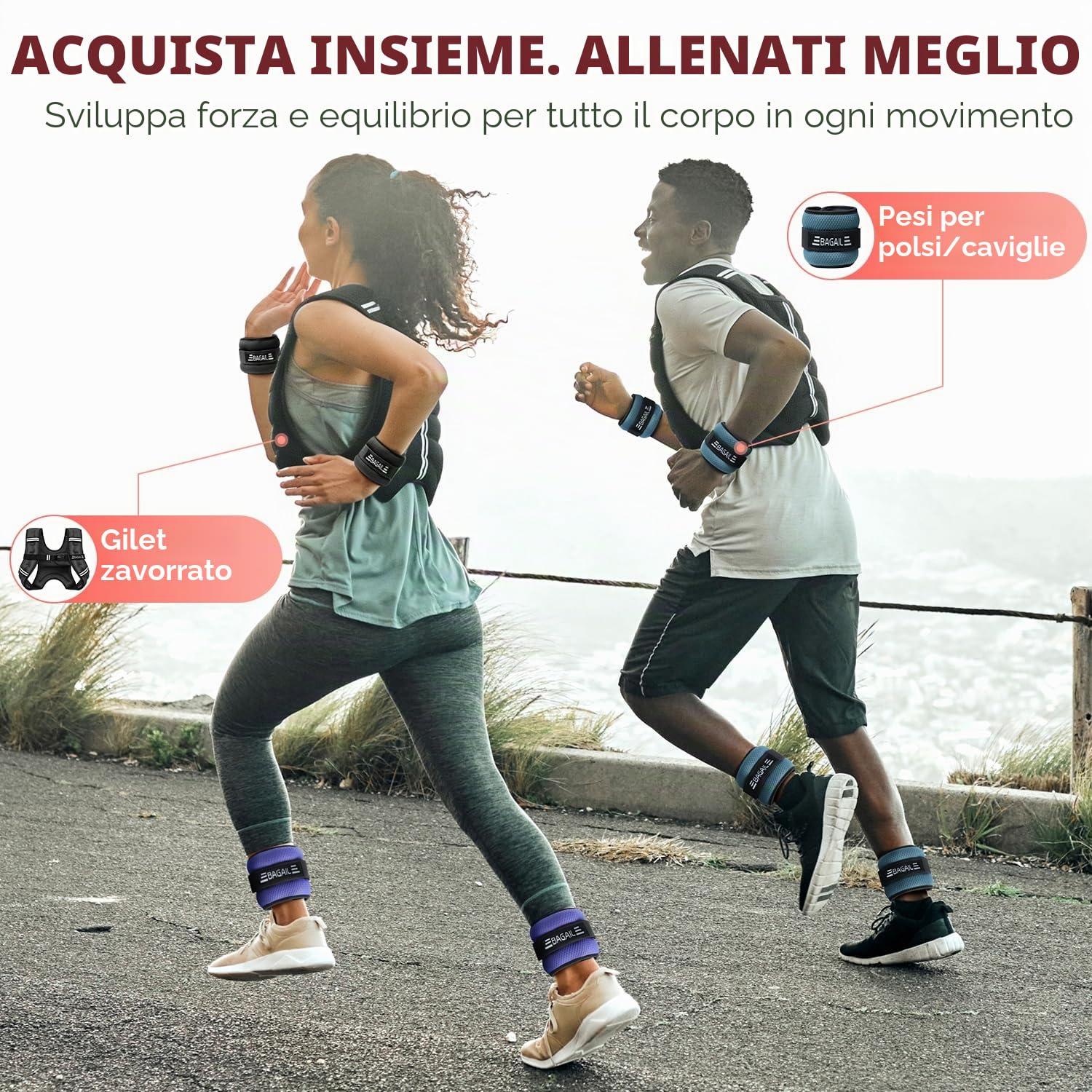 Bagail Gilet Appesantito Per l'Allenamento Della Forza, Misura Del Busto Regolabile, Comoda Tasca, Gilet Appesantito Con Sabbia di Ferro, Ideale per la palestra, lo yoga e l'aerobica