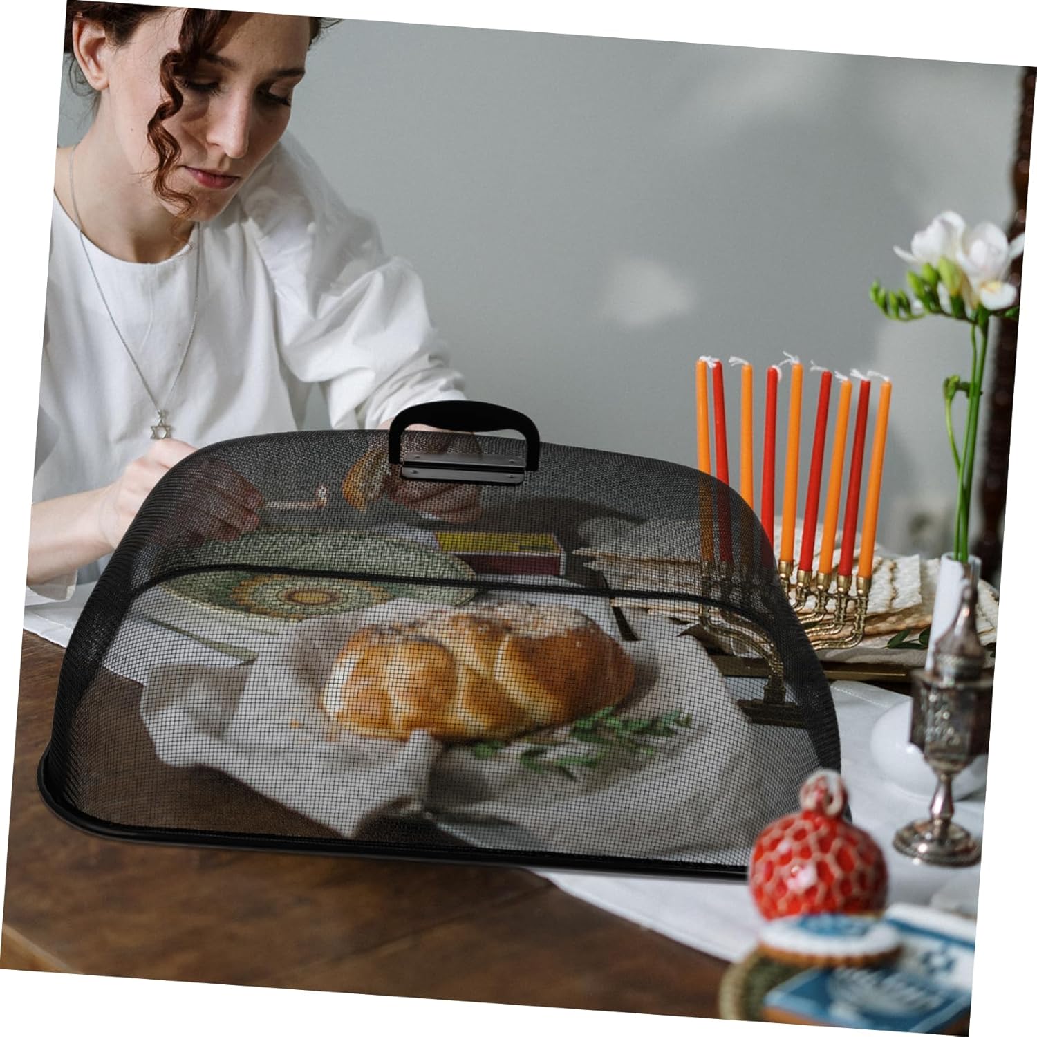 Zerodeko 1Pc Mesh Food Cover Tent for Outdoor Kitchen Food Storage Protector High Density Ventilated Dish Cover for Entertaining