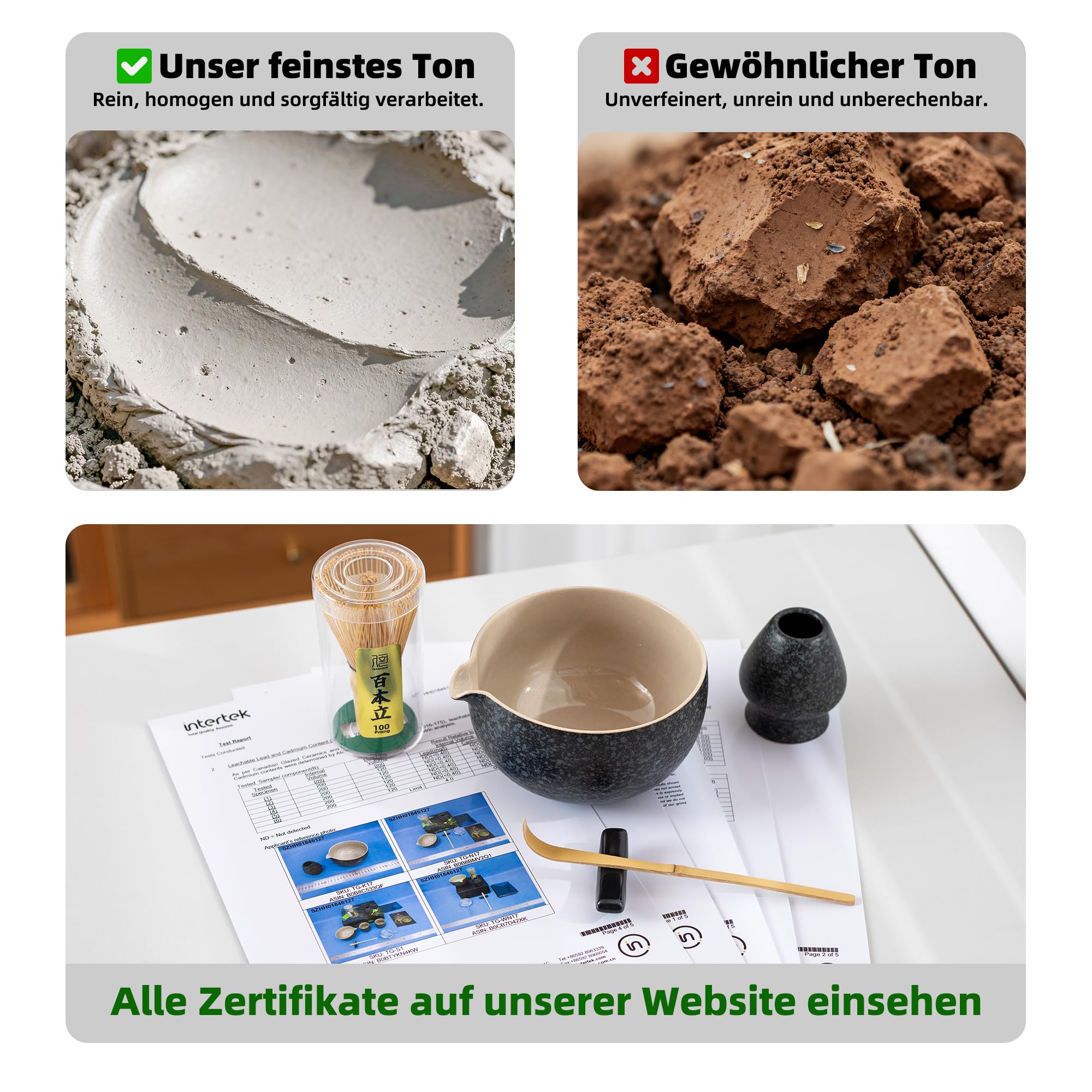 TEANAGOO Matcha Set | Matcha Tee Set | Matcha Schale |matcha zubehör set|Matcha Schüssel mit Ausgießer Bambus Matcha Besen-7 Stück MatchaTea Sets für Matcha-Liebhaber,N17, Anthrazitgrau