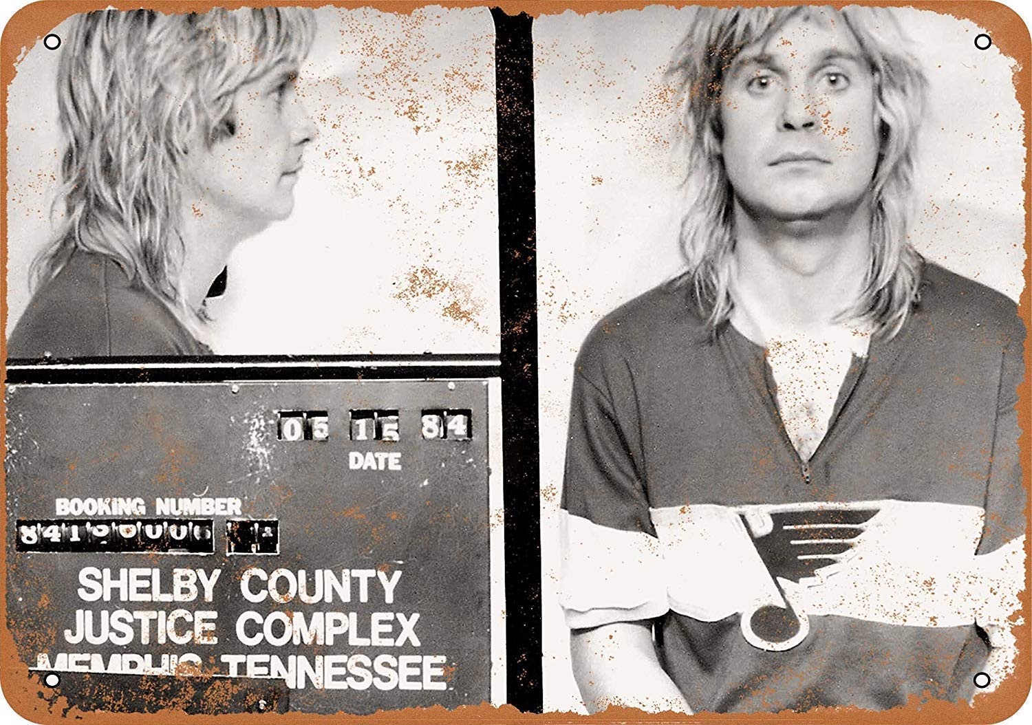Biopracess Ozzy Osbourne Mug Shot New Metal Tin Sign 8x12 Inches