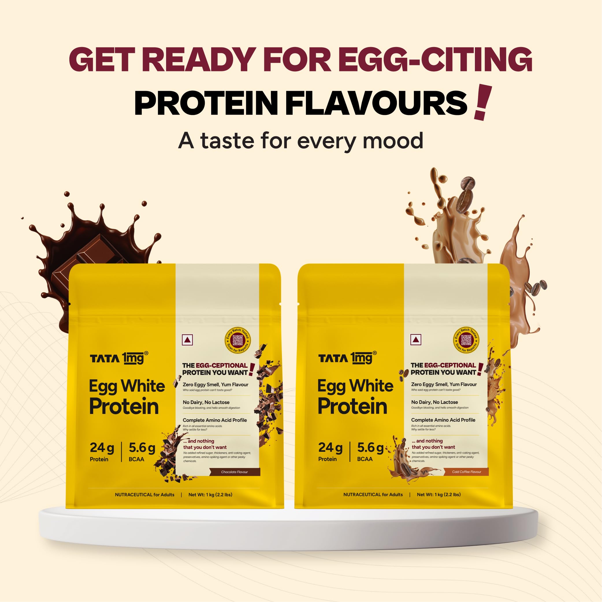 Tata 1mg Egg White Protein Powder | 24g Protein | 5.6g BCAAs per Serve | Cold Coffee — Amazon image 8