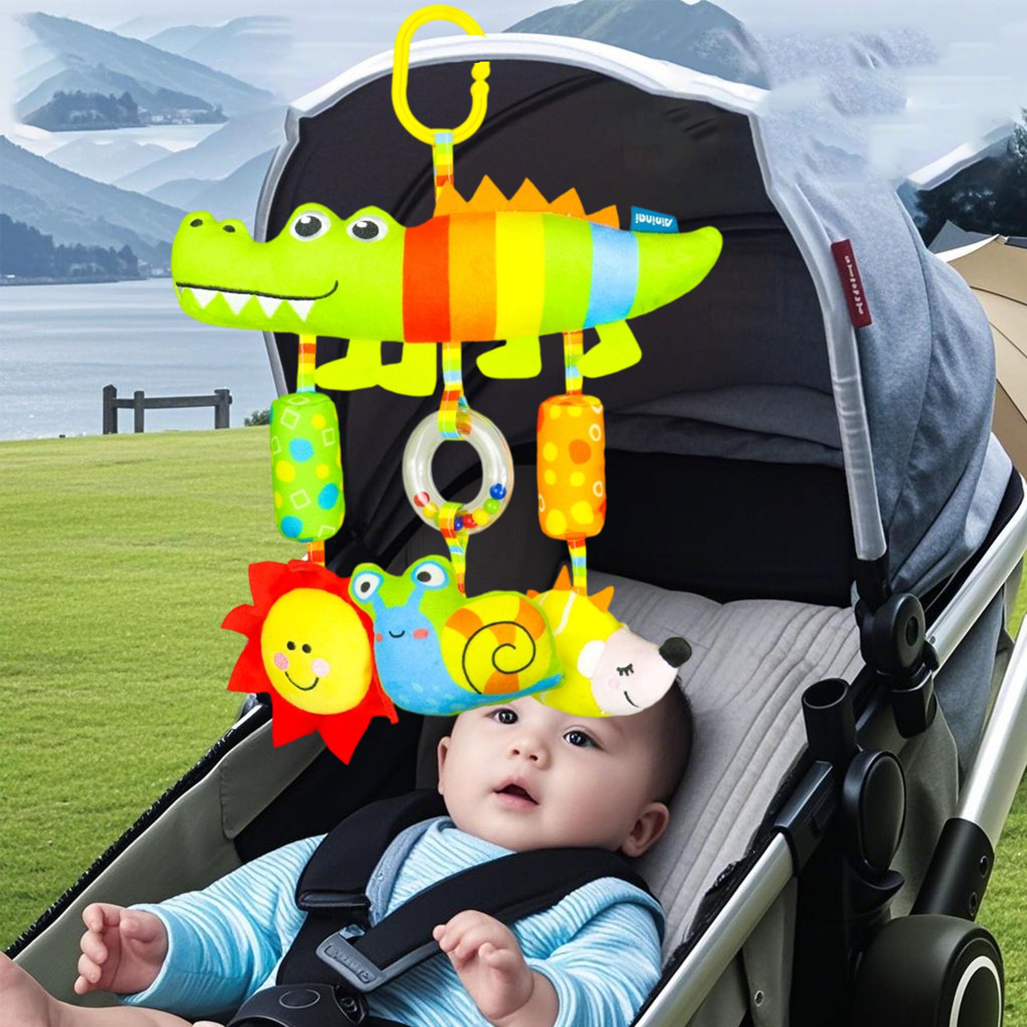 Jouet de Siège de Voiture pour Bébé, Jouet de Poussette, Fournitures Double Face dans la Voiture, Sensoriel pour Bébé, pour les Tout-petits de plus de 6 Mois (Le renard)