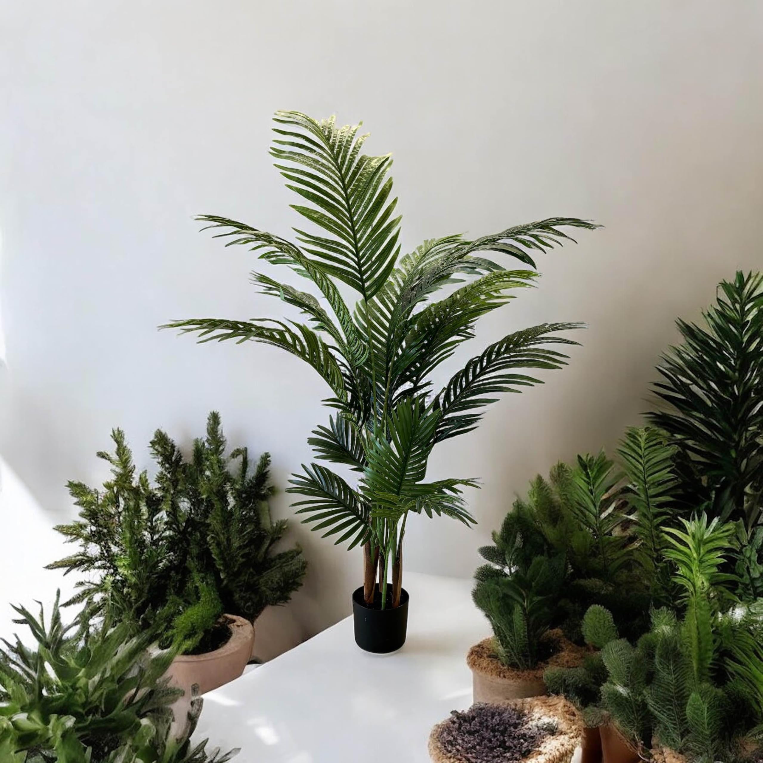 Pianta Artificiale per Interno o Esterno, Pianta Kenzia Areca Artificiale Decorativa, Pianta Finta Soggiorno Camera Cucina Salotto Ufficio (145 cm)