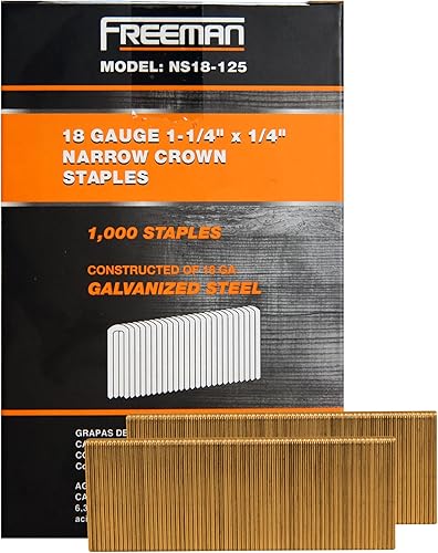 Miniatura 1 de Freeman NS18-125 - Grapas de corona estrecha con pegamento de calibre 18 de 14 de pulgada, 1-14 pulgadas de largo (1000 unidades)