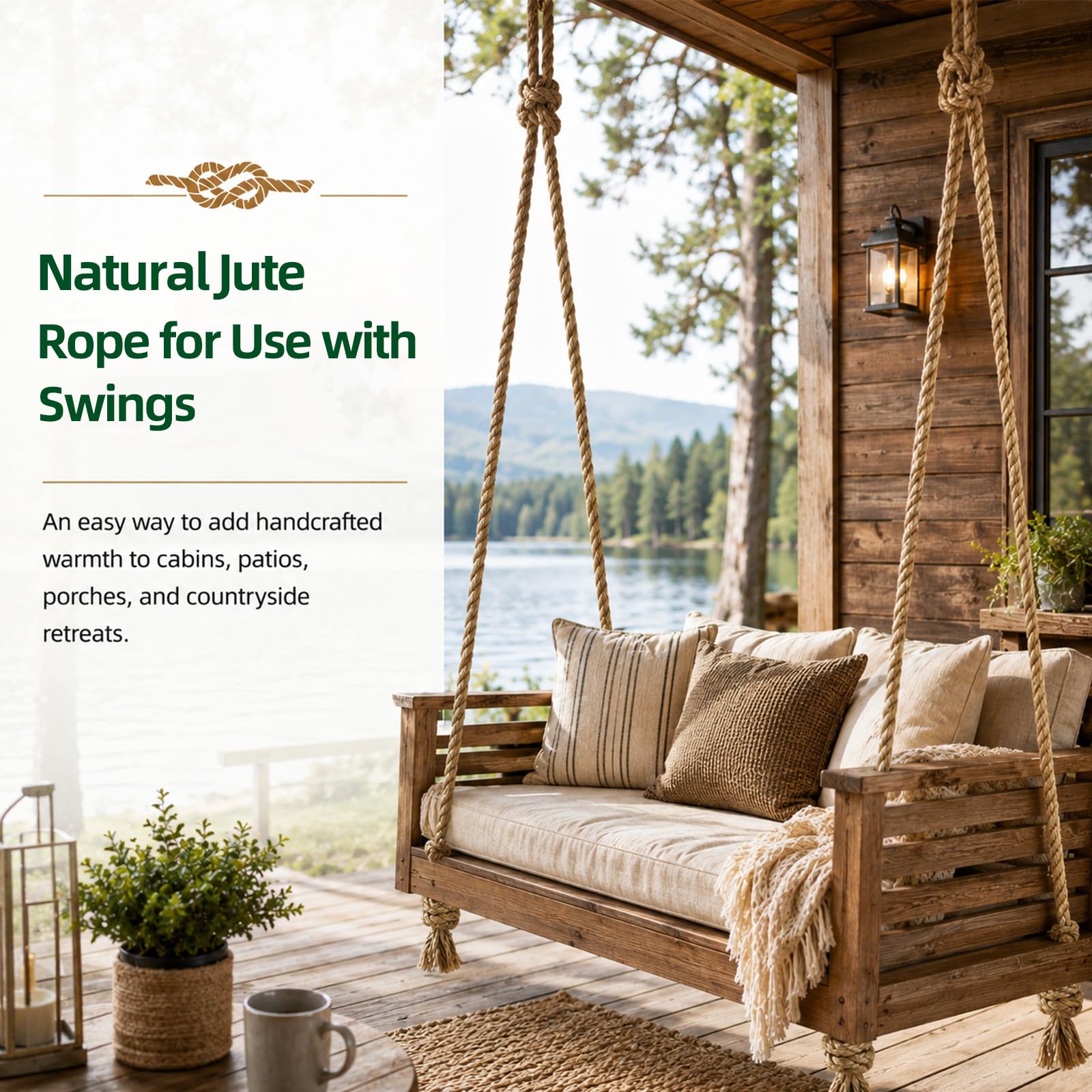 Twisted Manila Rope Jute Rope (3/4 in x 20 ft) Natural Thick Hemp Rope for Crafts, Railings, Hammock, Decorating 2