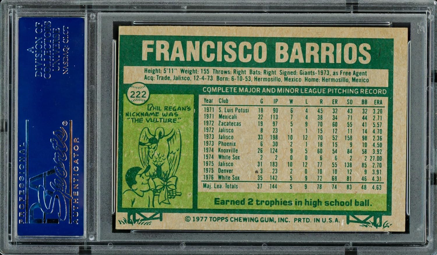 Francisco Barrios Autographed 1977 Topps Baseball Card #222 PSA/DNA #83306434