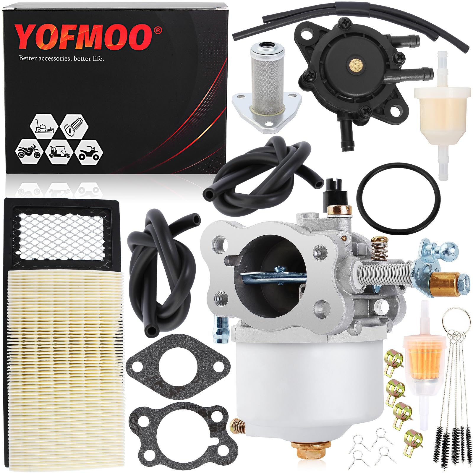 YOFMOOCarburetor Fuel Pump Compatible with EZGO 350cc Robin Engine Golf Cart Gas Club Car 4-Cycle Carb Workhorse ST350 1994-2003 17559 72558-G01 72558-G05 72840-G02 520-184 TXT MPT 800 1200 ST-350