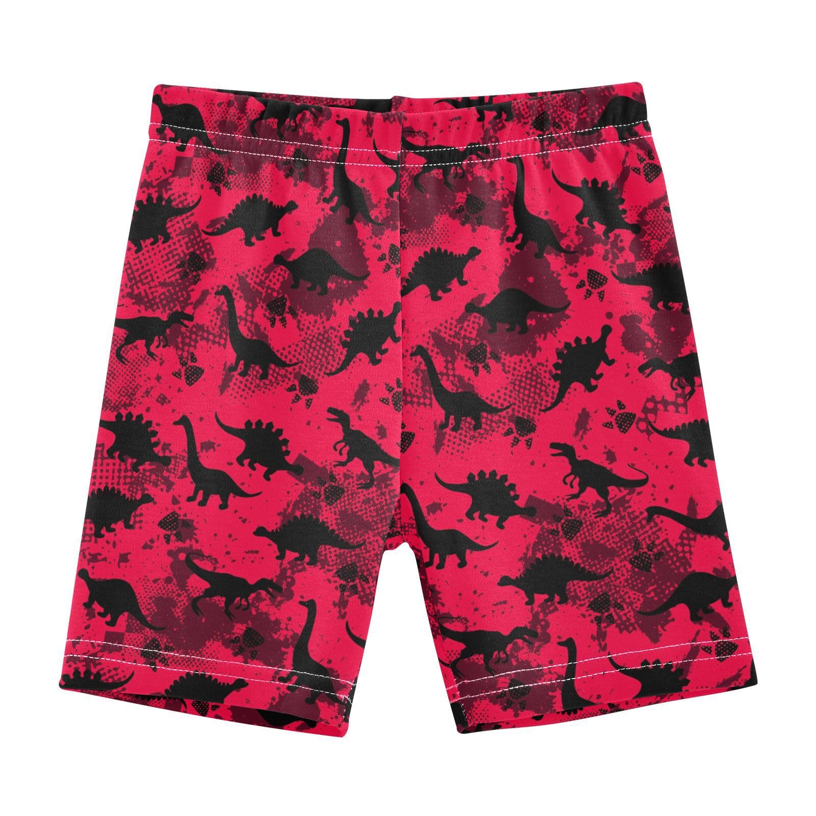 JHKKU Girls Dinosaurs Red Shorts Cotton Cartwheel Bike Kids Biker Under Dress Dance Short Girl Clothes 5T