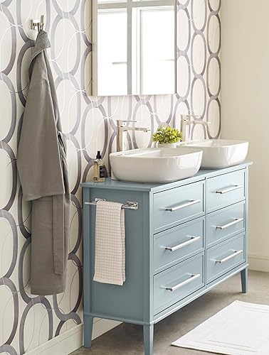 Vista 89 de Amerock BH26615PNBBZ Toallero de níquel pulido/champán dorado Toallero de 24 pulgadas (24.016 in) Esquire Toallero de baño Accesorios