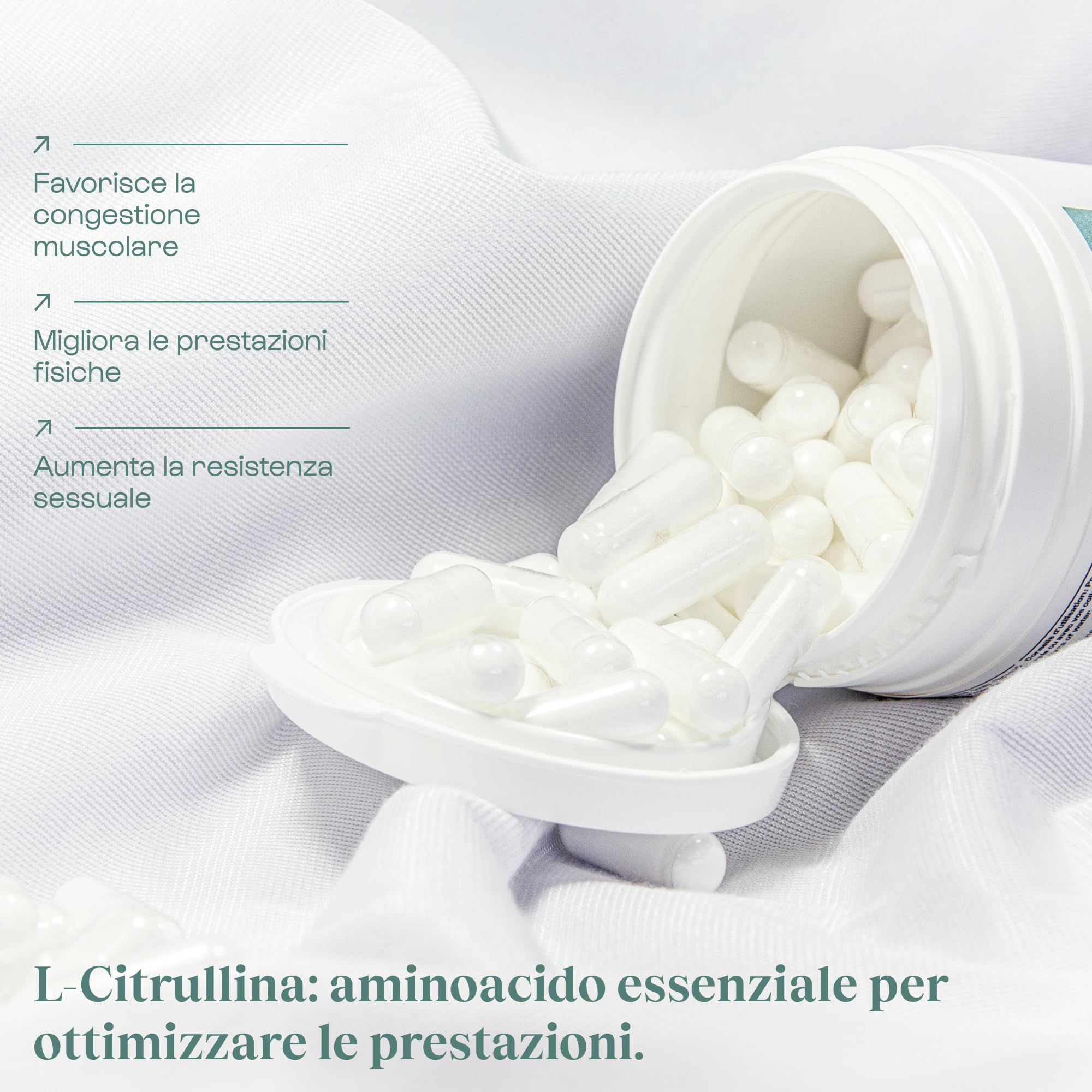 L-citrullina pura al 100% | Qualità brevettata BioKyowa - Per Anabolismo e Congestione Muscolare - Aminoacido Vegano - Senza Malati né OGM - Fitness Sport | Nutrimuscle | 90 capsule