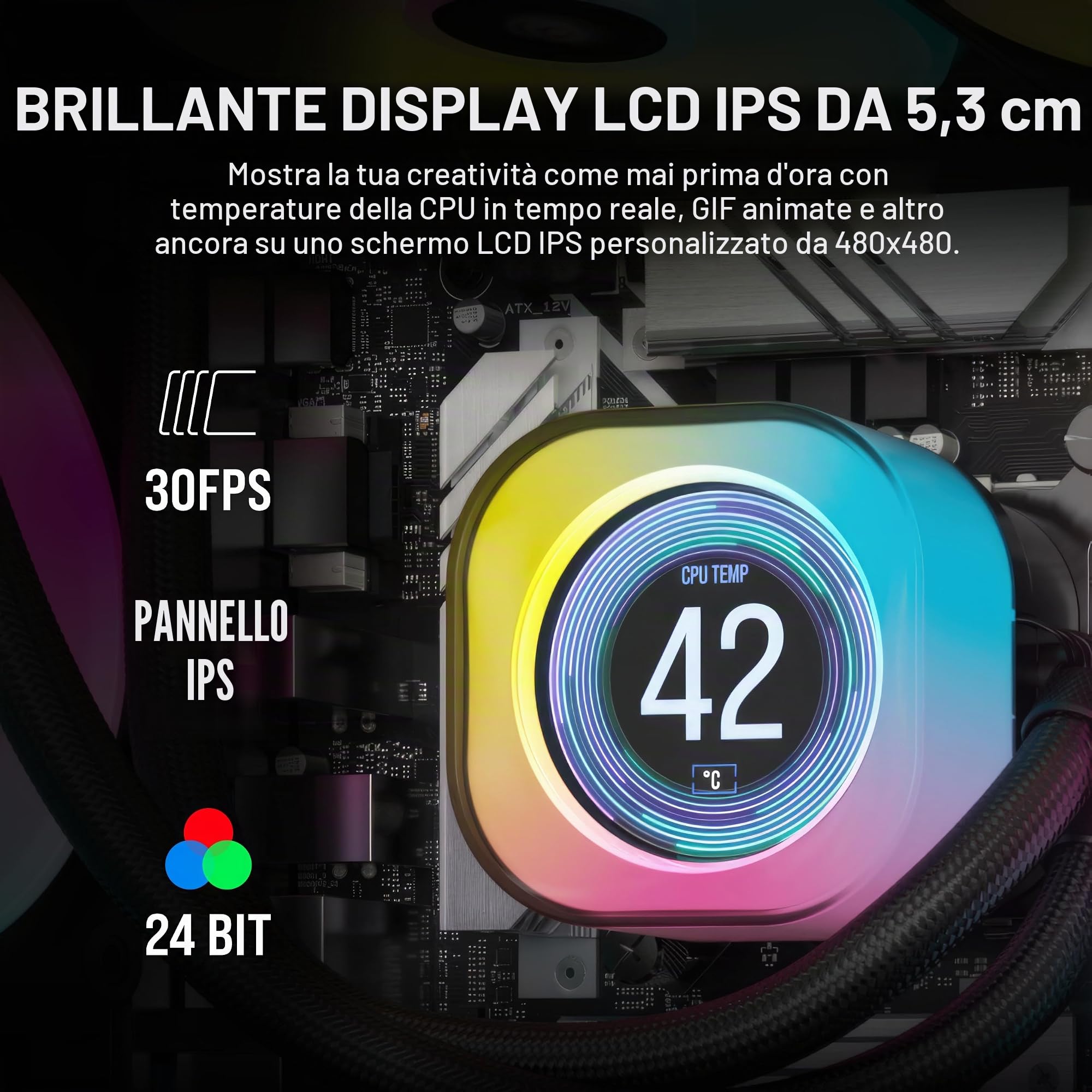 CORSAIR iCUE LINK H150i Raffreddatore CPU LCD a Liquido - 360 mm AIO - Ventole QX120 RGB - Schermo LCD IPS da 2,1" - Adatto a Intel LGA 1700, AMD AM5 - Hub di Sistema iCUE LINK Incluso - Nero