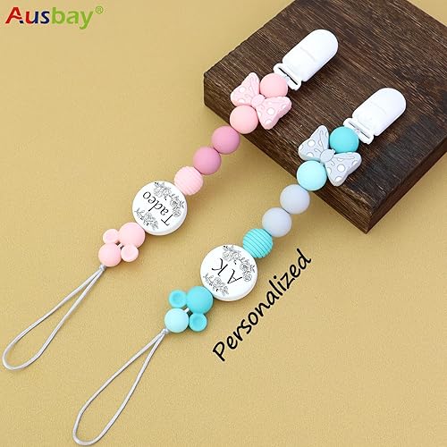 Miniatura 6 de Clip de silicona para chupete, juegos de soporte para chupete para niños y niñas, adorables clips personalizados para chupete de ratón, se adapta a