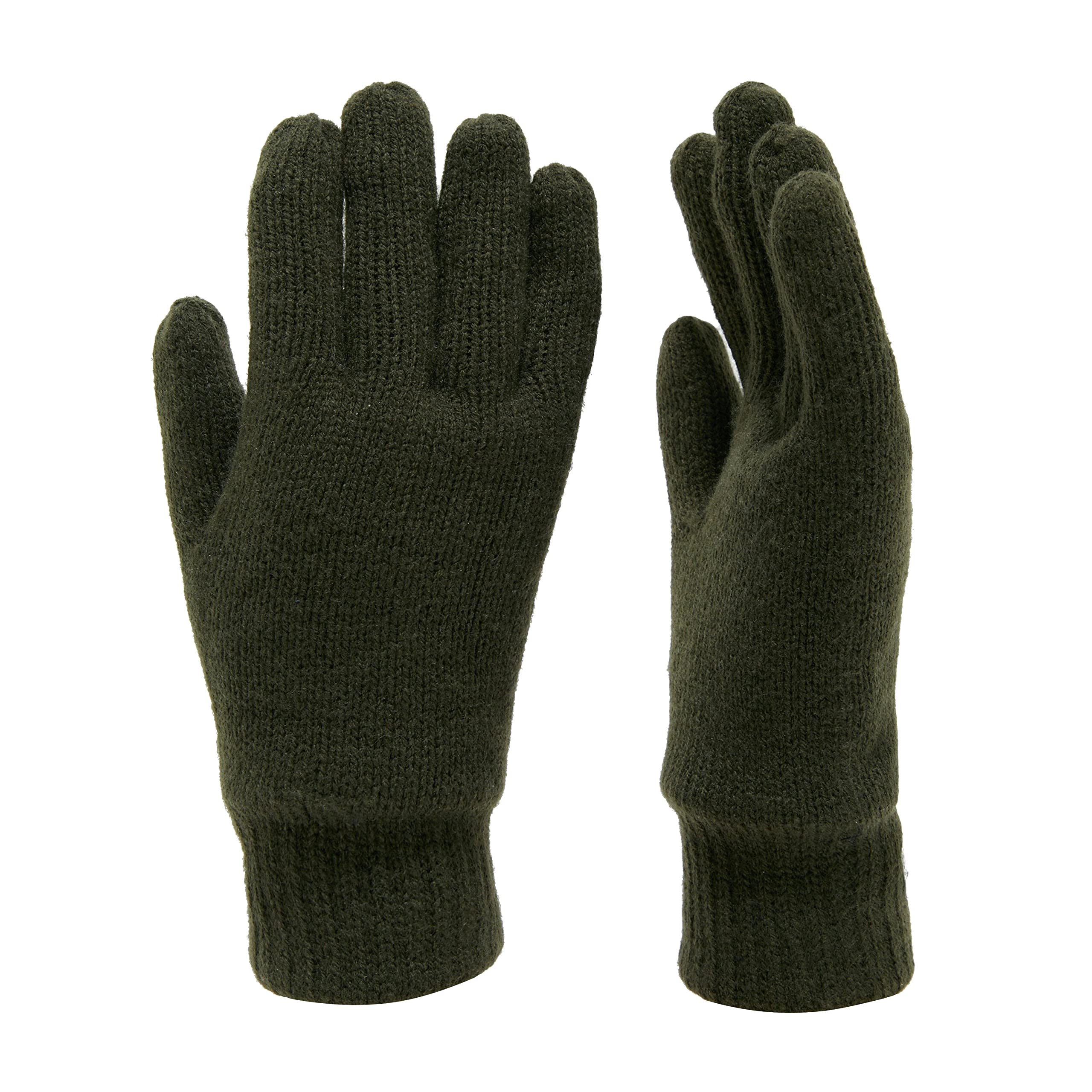 Peter Storm Unisex Khaki Double Layered Thinsulate Knit Gloves, Winter Gloves For Men And Women, Cold Weather Gloves, S/M