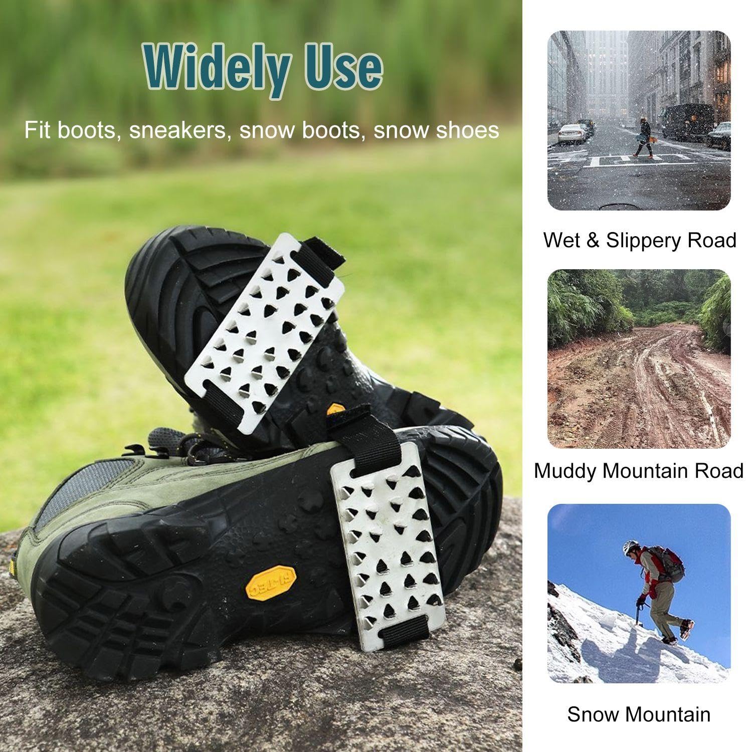 1 Par De Cubrezapatos De Crampones, Productos De Invierno para Exteriores, Clavos Antideslizantes, Clavos para Senderismo, Accesorios para Zapatos, Adecuados para Nieve Y Hielo