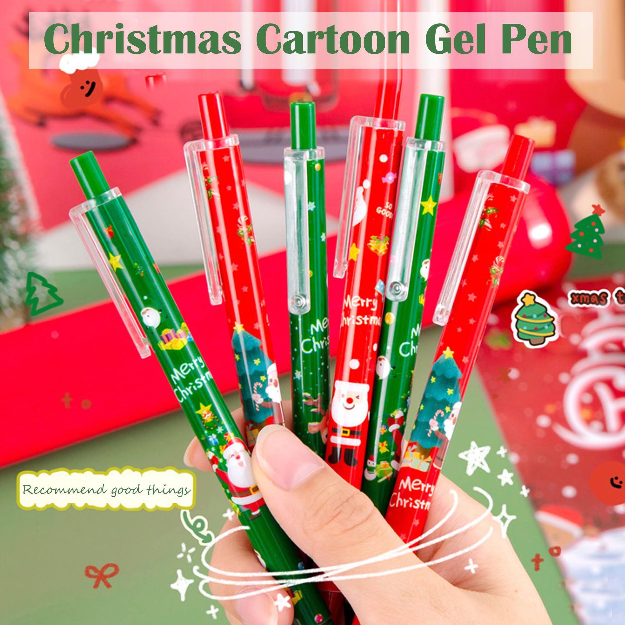 3x Weihnachtsstifte Mit Glocken - Festliche Kugelschreiber Rot & Grün