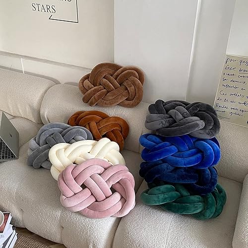 Miniatura 7 de Almohada de nudo suave hecha a mano de caramelo para el hogar, cojín redondo pequeño decorativo 17.7 utilizado para añadir comodidad y estilo a un