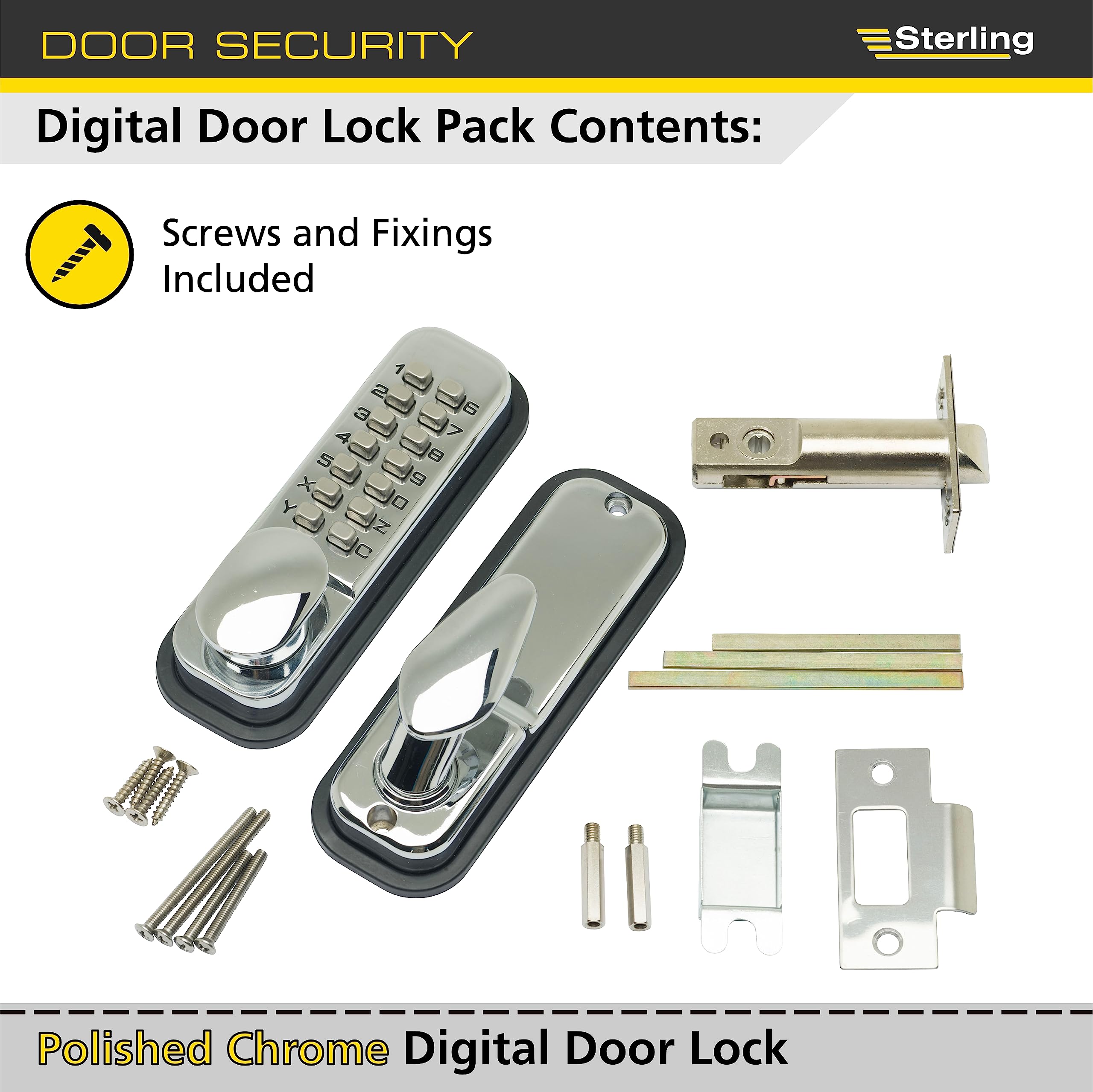 Sterling S2235PC Polished Chrome 14-Push Button Digital Door with Hold Back Function, Polished Chrome 14-button, S2235; S2235PB - Image 3