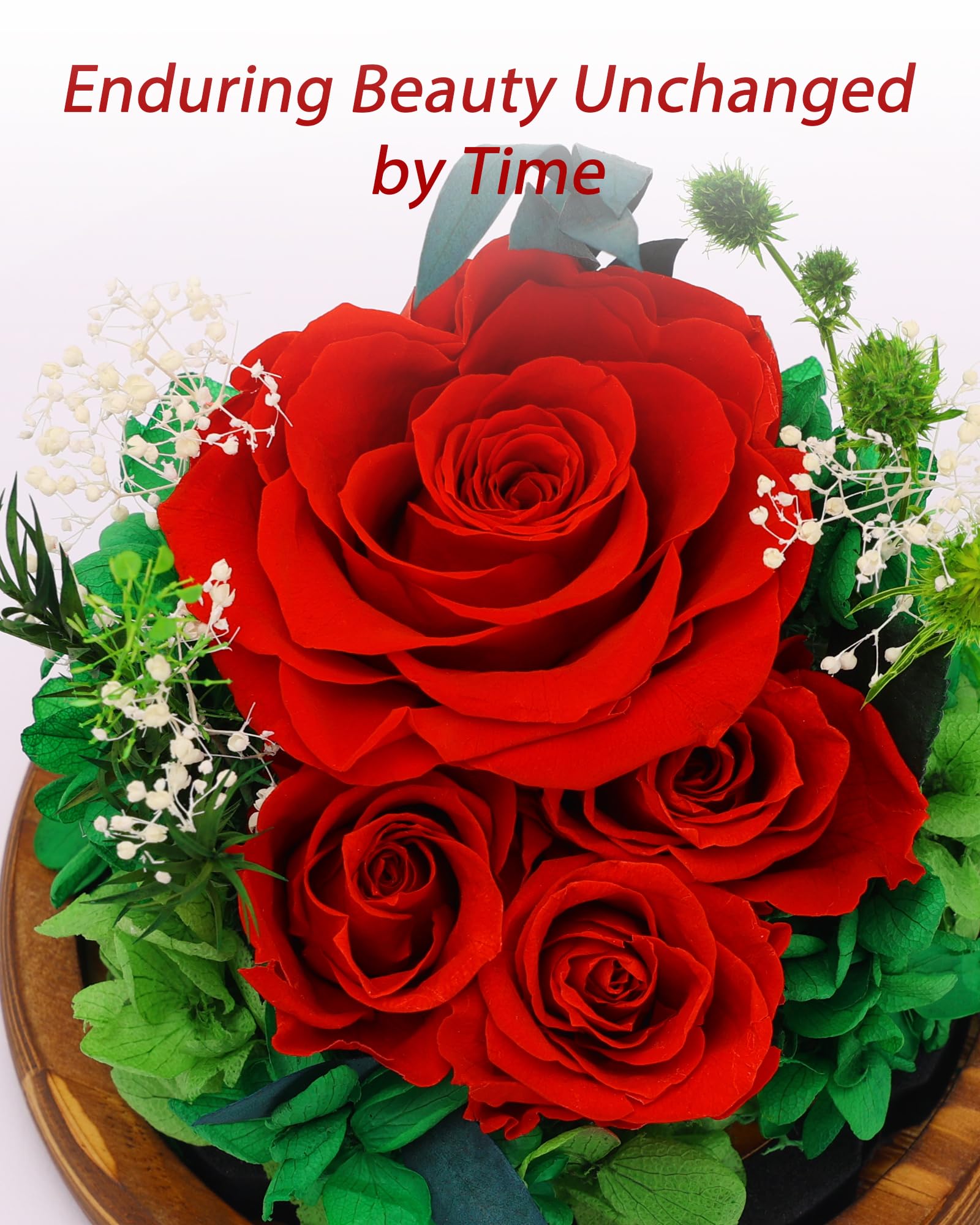 SAKSUN Rosa preservada para siempre en cúpula de cristal, flores para entrega, regalos de cumpleaños para mujeres, mamá, abuela, esposa, regalo único, rosa eterna