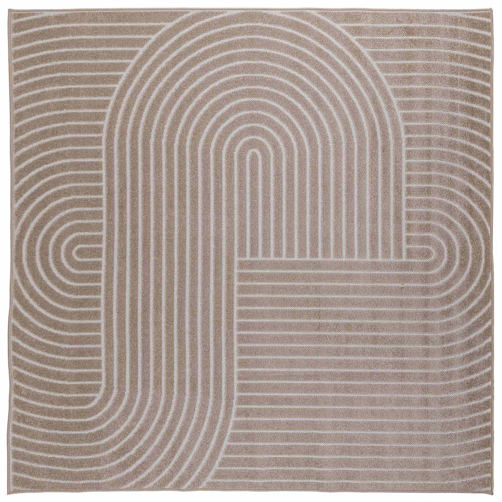 vidaXL Alfombras de área Cuadrado Palmeras Beige 240 x 240 cm, Alfombra Moderna, diseño Antideslizante para Sala, tapete Exterior, Suave y fácil de Limpiar en el Suelo