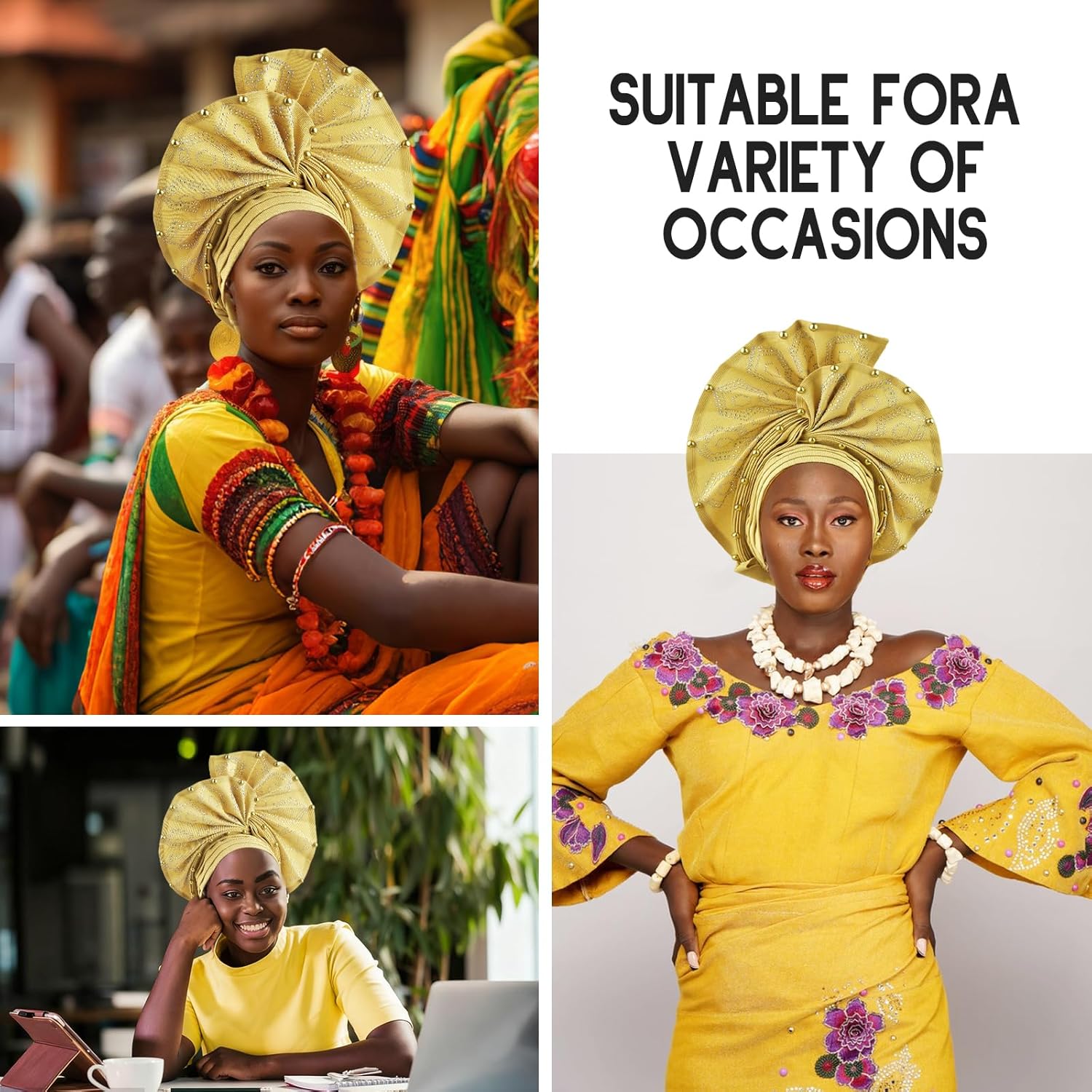 Nigerian Women's hat African gele head wrap for women,auto gele Nigerian Headwear,turbans for women weddings parties event - Image 5