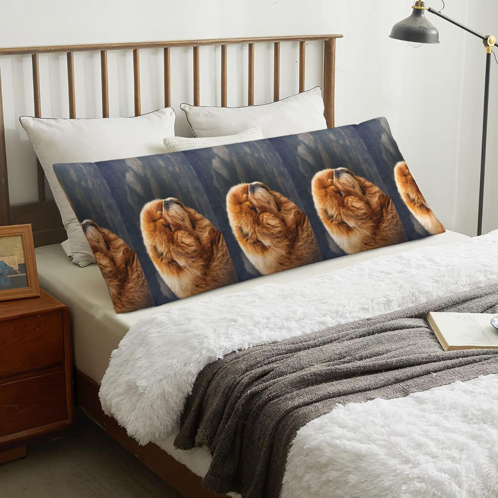 Chow Dog Vintage, Body Pillow Cover with Zipper,Long Body Pillowcase 20 x 60 in