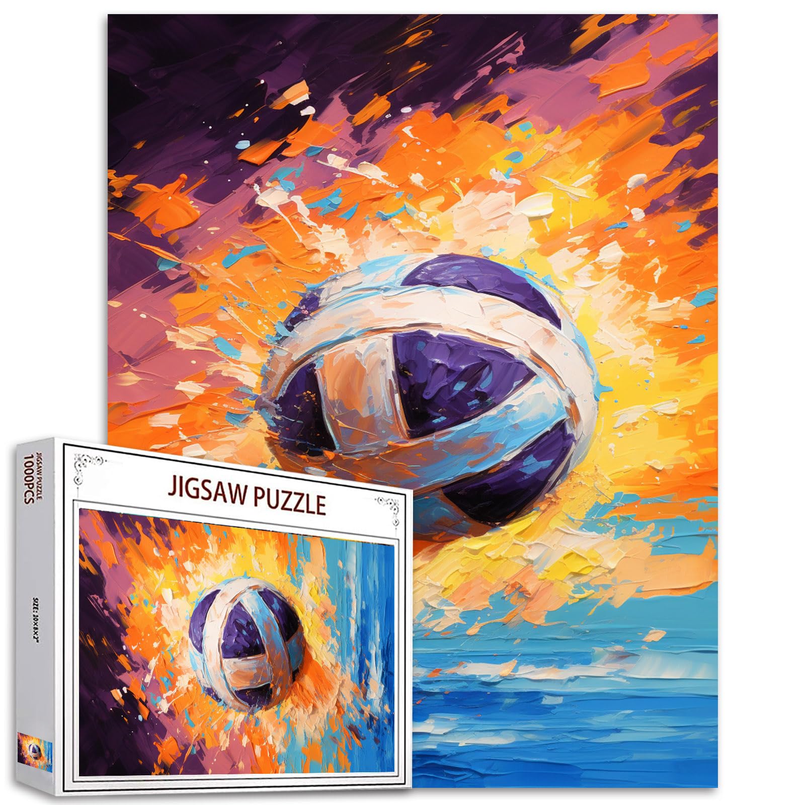 Blue Beach Volleyball 1000 Piece Jigsaw Puzzle for Adults,Sports Lover Puzzle Funny Sport Puzzles for Adults 1000 Pieces Puzzle Family Game Boy&Man Gifts — image 1