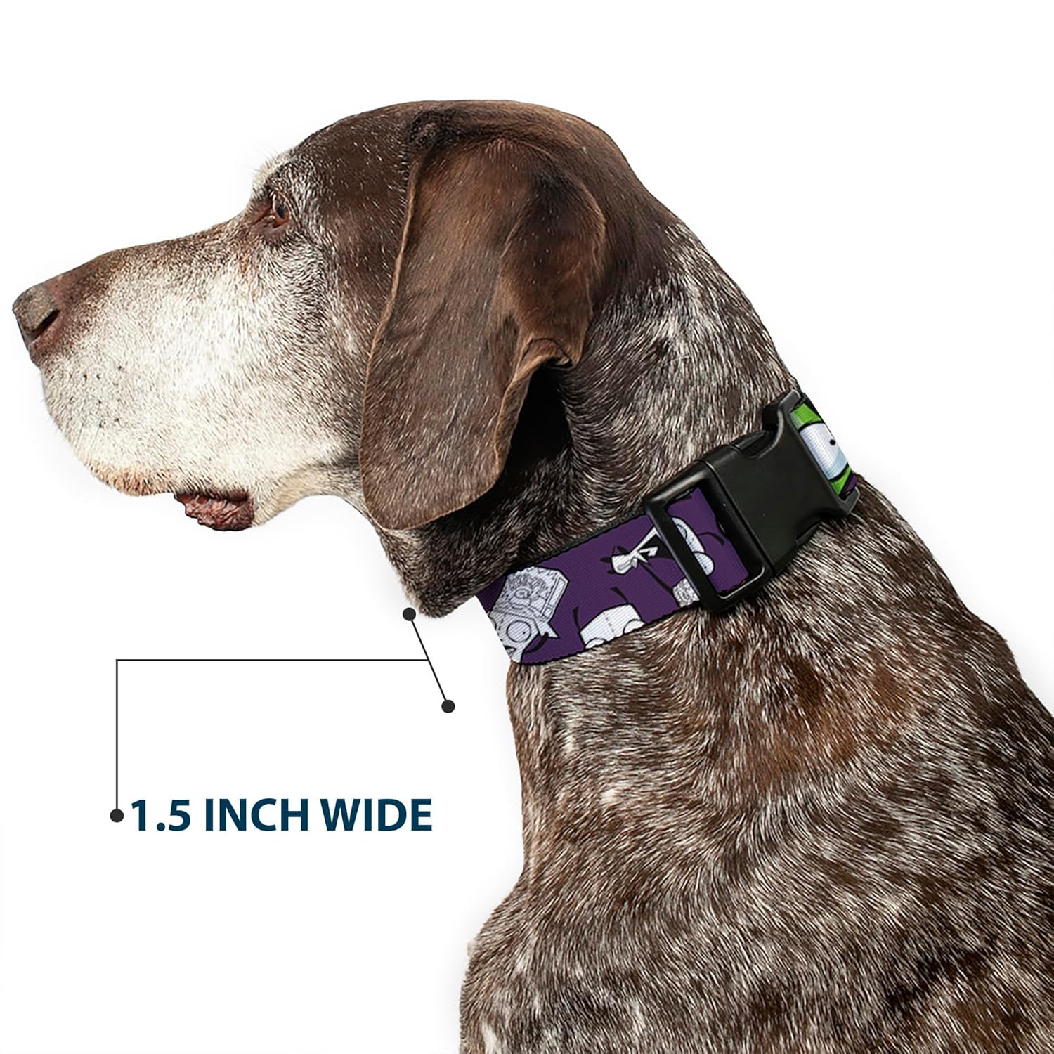 Nickelodeon Pet Collar, Dog Collar Plastic Buckle, Invader Zim Gir Poses and Sketch Purple, 16 to 23 Inches 1.5 Inch Wide