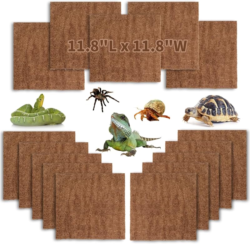 Substrato para Terrário em Fibra Natural de Coco Hamiledyi, Tapete para Répteis 30 × 30 cm, Pacote com 15