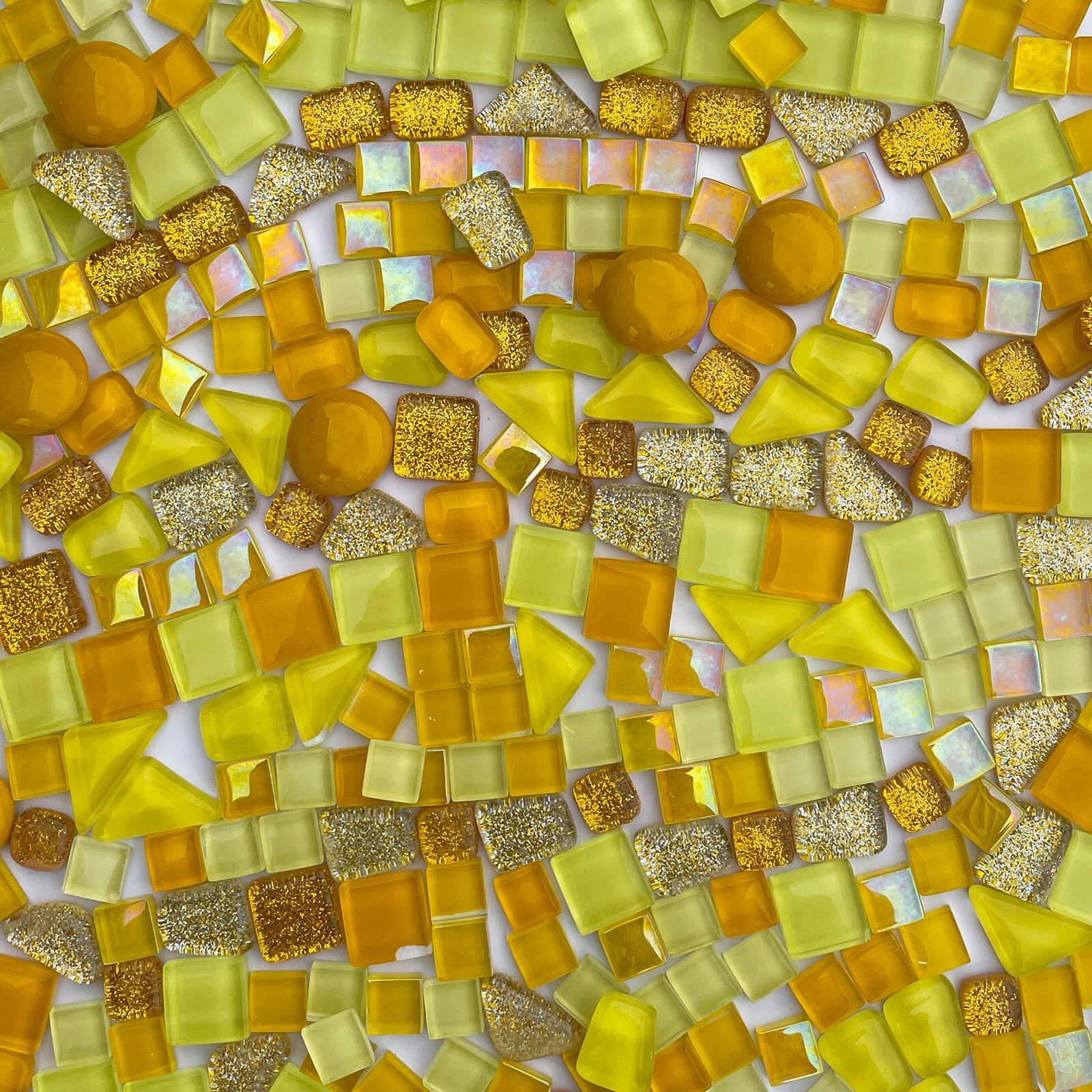 LITMIND 1.1LB Yellow Mixed Irregular Crystal Glass Mosaic Tiles for Crafts - Perfect for Mosaic Art Projects, Puzzles, and Home Décor