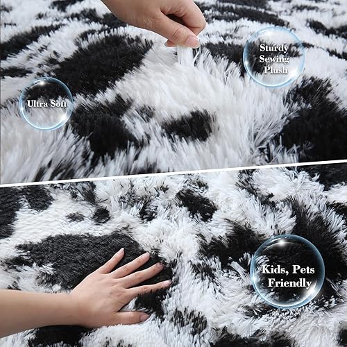 Miniatura 5 de Alfombra de lujo con estampado de vaca lechera de 4 x 6 pies, lindas alfombras de vaca para sala de estar, dormitorio, alfombra esponjosa de vaca