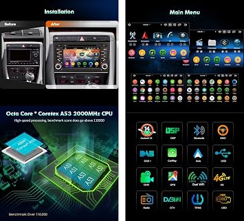 erisin [4+64GB] 8 Core Android 14 Car Stereo Radio for Audi A4 S4 RS4 8E 8F B9 B7 Seat Exeo Carplay GPS Sat Nav DSP Bluetooth 5.0 WiFi Dab+ DVD IPS TPMS Canbus Navigation