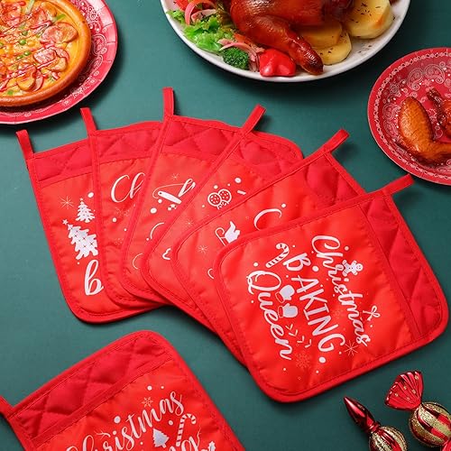 Miniatura 4 de WILLBOND 24 soportes para ollas de Navidad con bolsillo, divertidos soportes para ollas para cocina, resistentes al calor, almohadillas calientes,