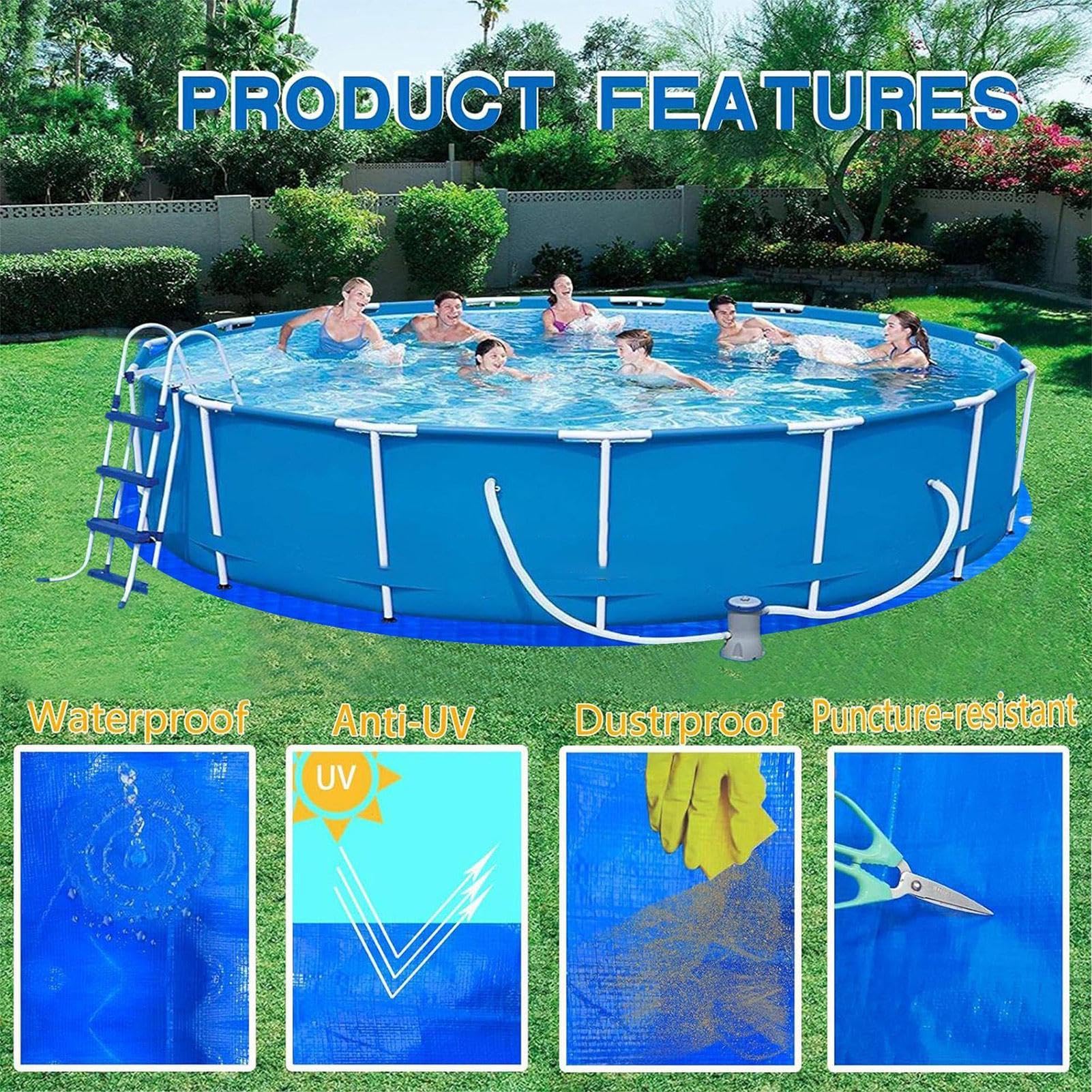 Almohadilla para Liner de Piscina impermeable resistente al sol plegable | Almohadilla Base de Piscina para Exterior Coches Camiones Cargas Bañera caliente Centro Fitness Gimnasio Jardín