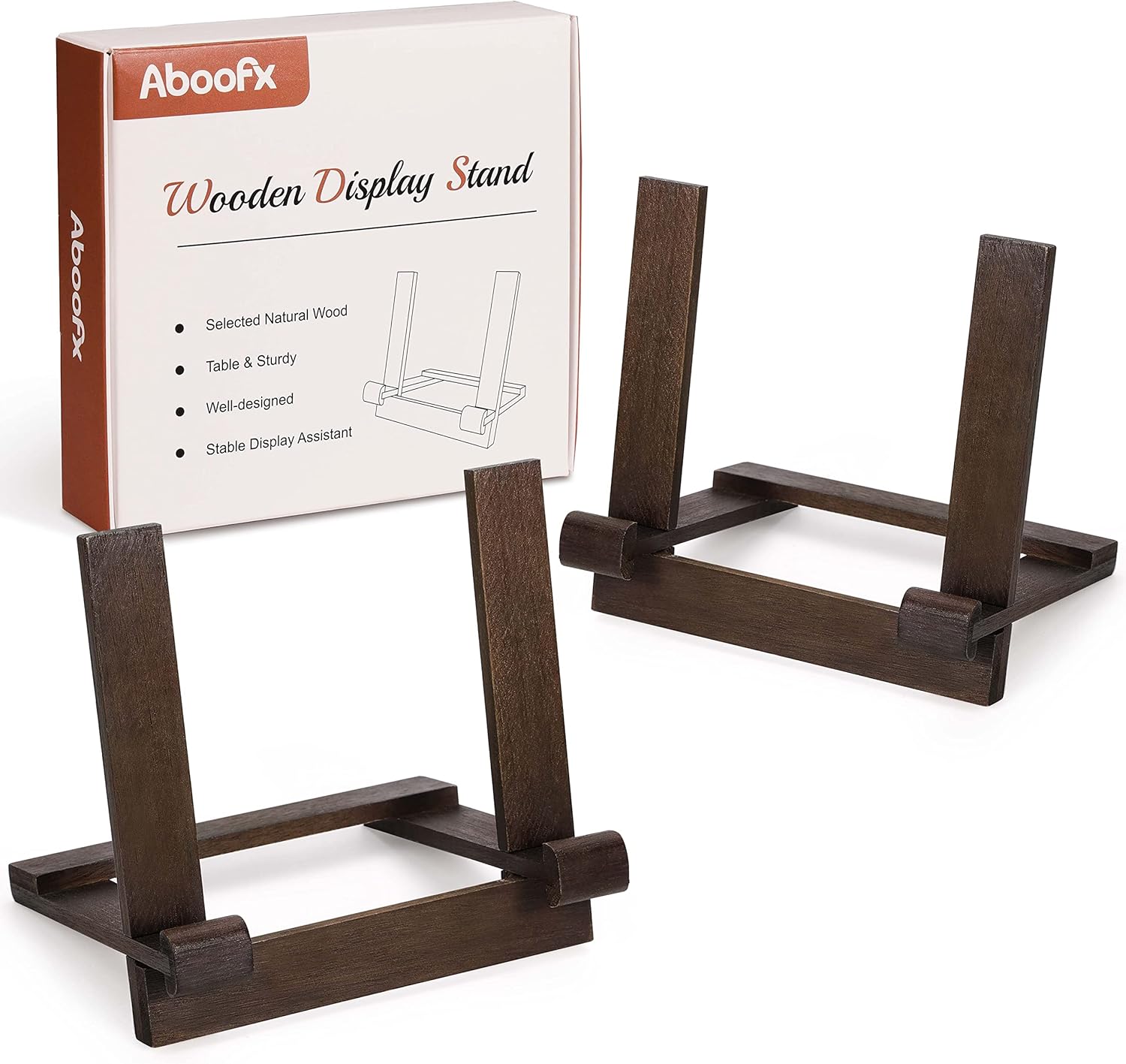 Aboofx 2 Packs Wooden Display Stand, Plate Stands Display