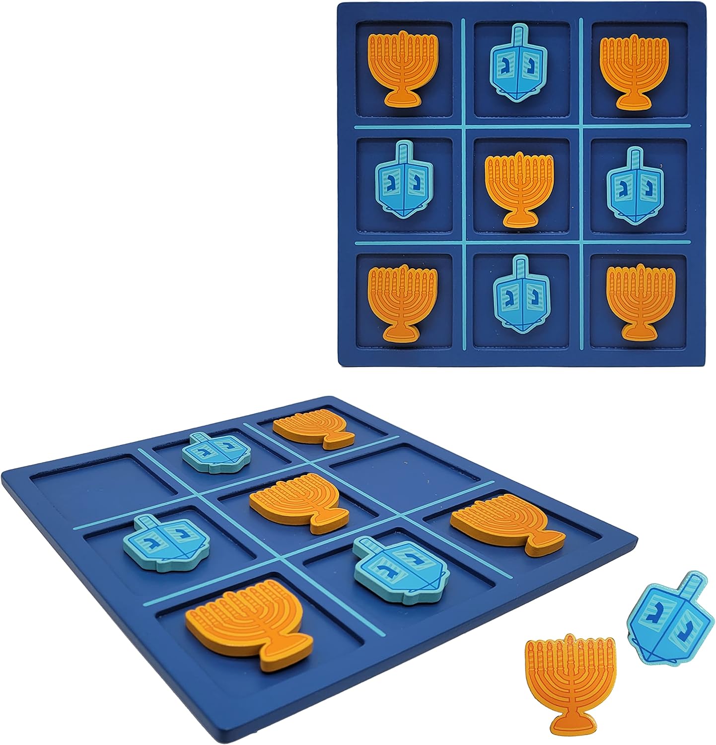 Hanukkah Tic-Tac-Toe Game, 8" x 8" Inch Jewish Board Game Wooden Display Chanukah Gifts for Kids Party Favors Judaism A Perfect Family-Friendly Party Game Fun & Educational Festival of Lights image 3