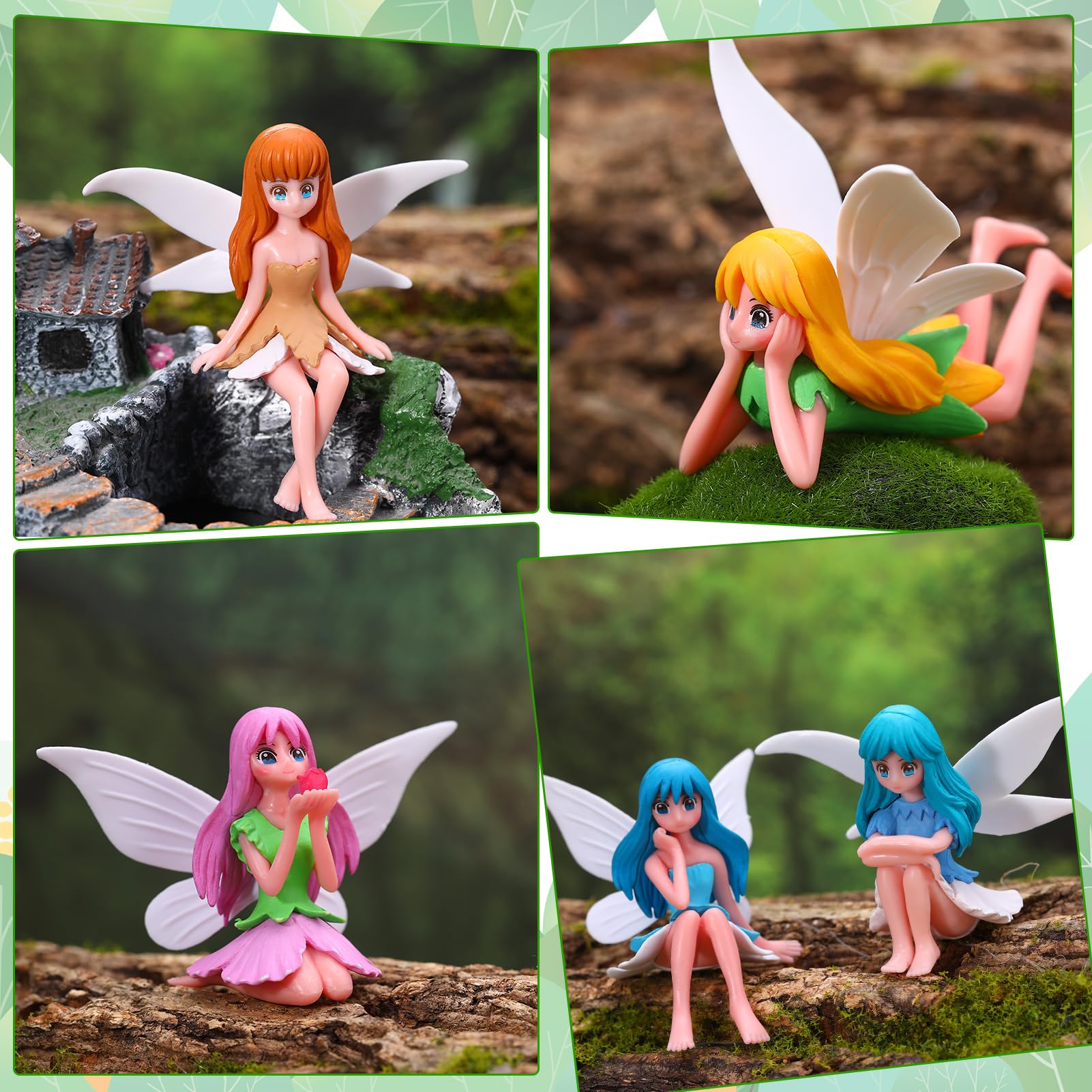 Lot de 12 statues de fées miniatures - Figurines de fées pour jardin féerique - Accessoires de jardin - Figurines d'elfes miniatures - Ornements de fées pour l'intérieur, le jardin, le pot de
