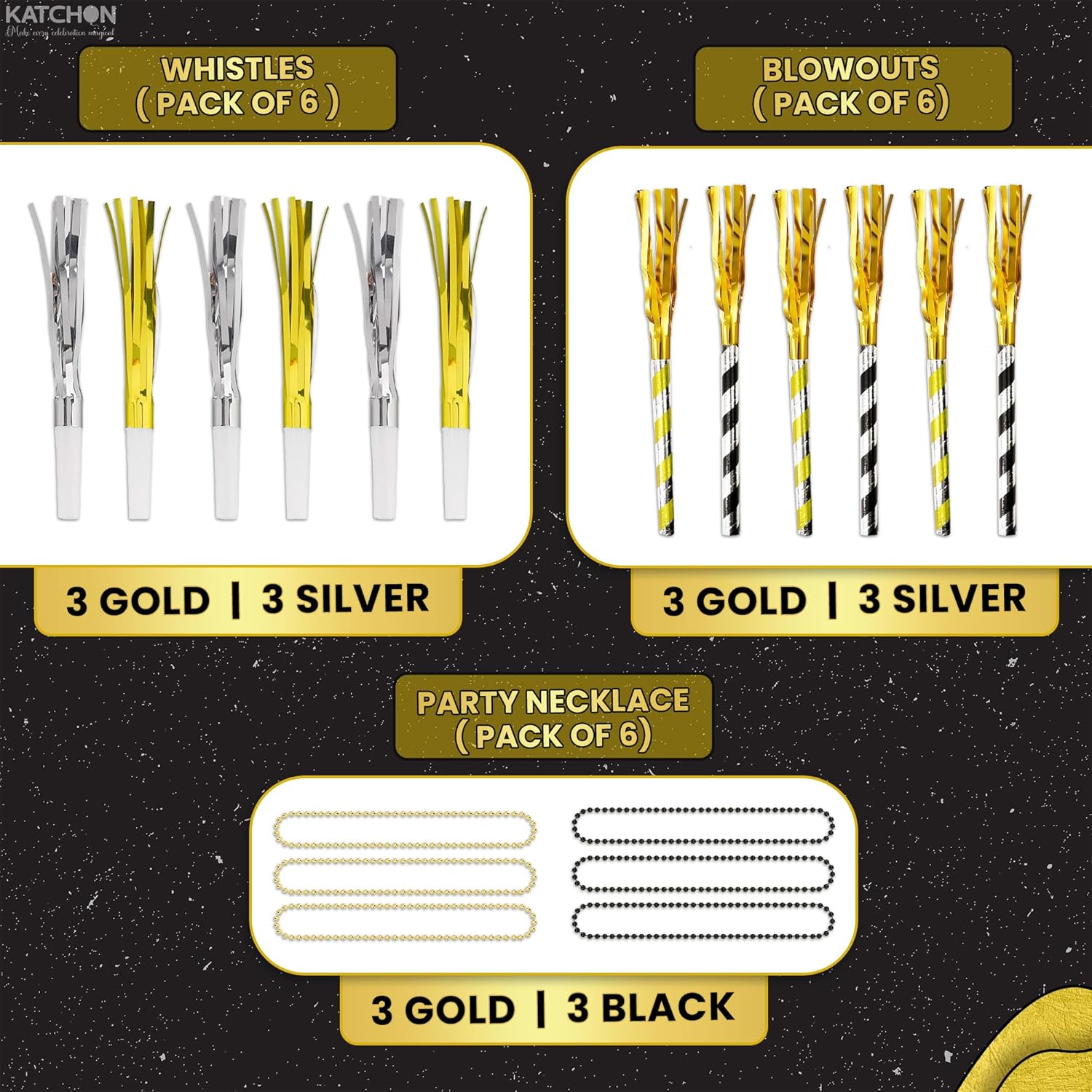 KatchOn, New Years Eve Party Favors - Pack of 74 | Happy New Year Glasses, Photo Props, Hats and Noise Makers | New Years Headband 2026, New Year's Eve Party Supplies for Happy New Year Decorations - Image 4