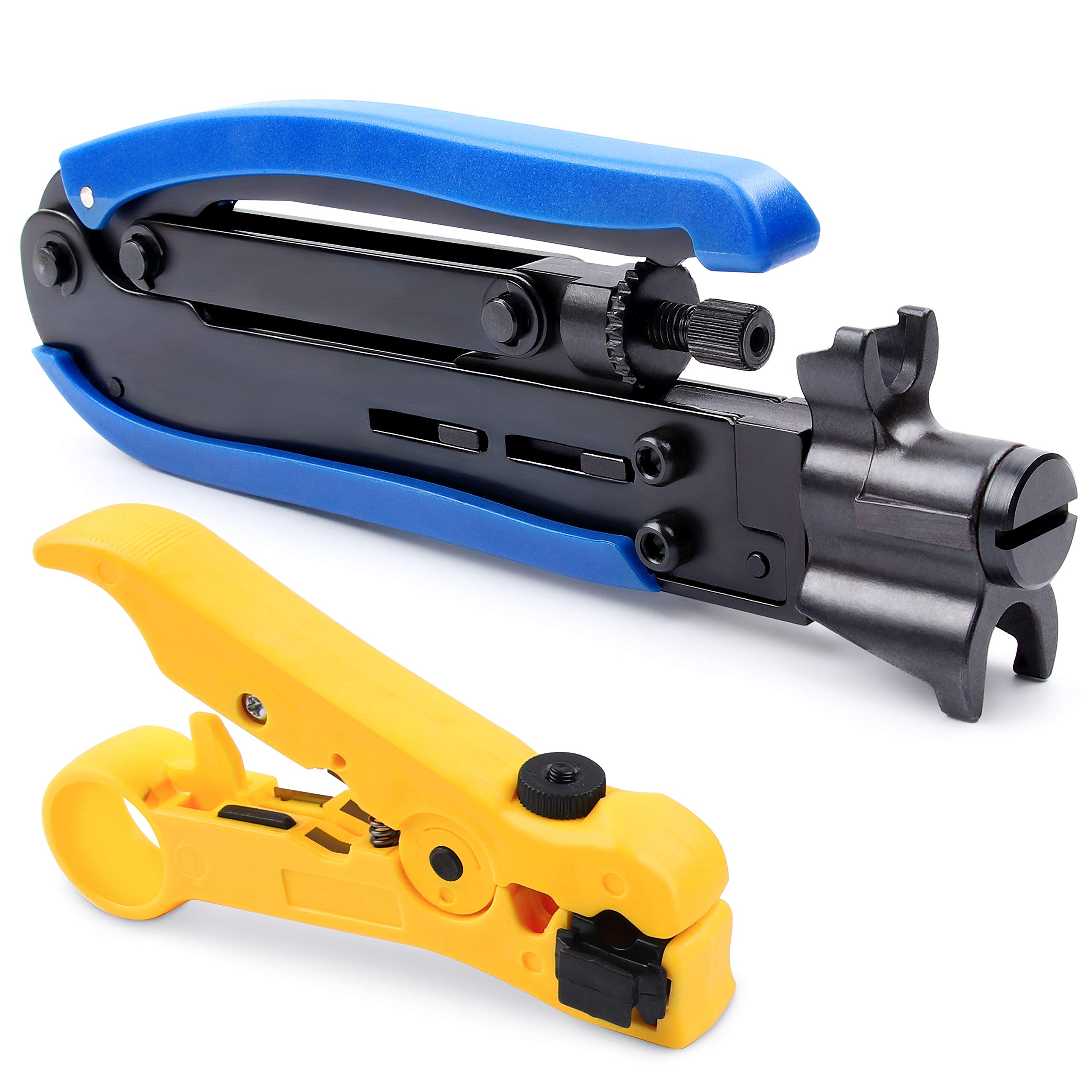 Yangoutool Coaxial Compression Tool Coax Crimper Kit,Coax Cable Strippers Kit for RG6 RG59 RG11