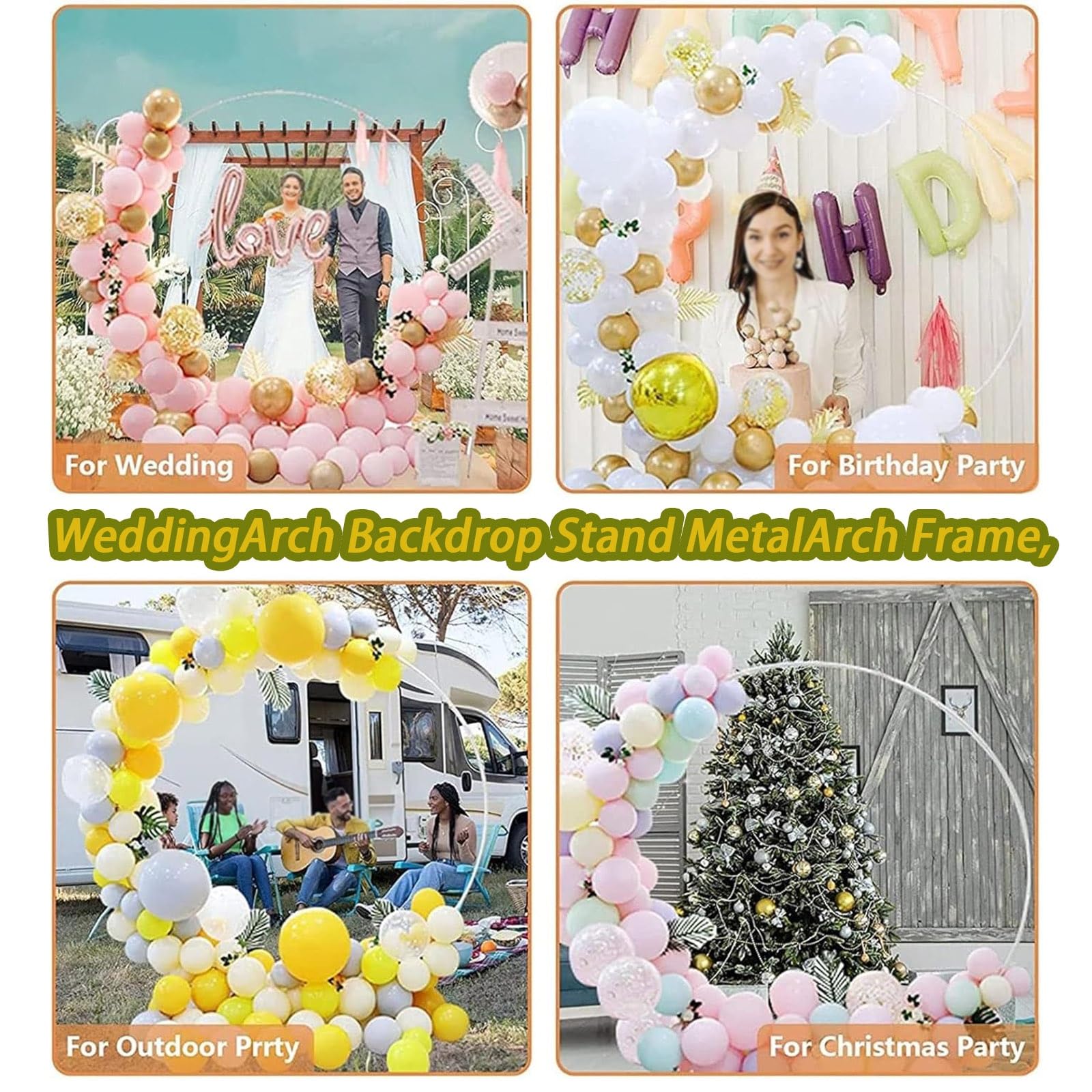 HJXGQJM Stojak na łuk ślubny, stojak na łuk balonowy, metalowy stojak na obręcze do balonów, rama z łukiem kwiatowym, łuk ogrodowy z podstawą, na urodziny, baby shower, dekoracje imprezowe (biały, 220