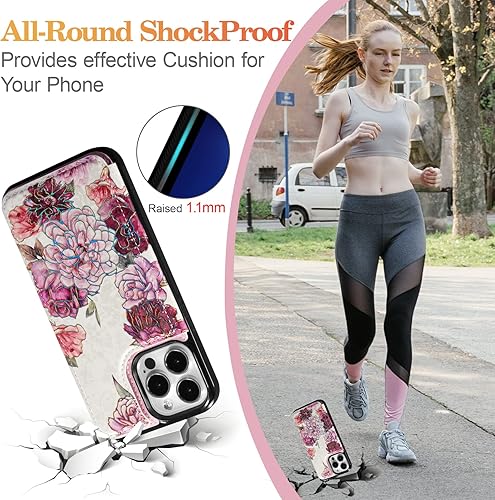 Miniatura 182 de UEEBAI Funda tipo cartera para iPhone 15 Pro Max con tarjetero, cubierta de cuero PU con soporte, bloqueo RFID, doble cierre magnético, relieve de