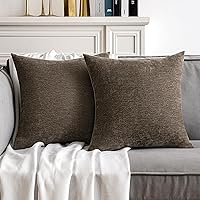 Vista 27 de MIULEE - Pack de 2 fundas de almohada decorativas beige de 16x16 pulgadas, cojines suaves de chenilla para sofá, fundas de cojín de estilo casa