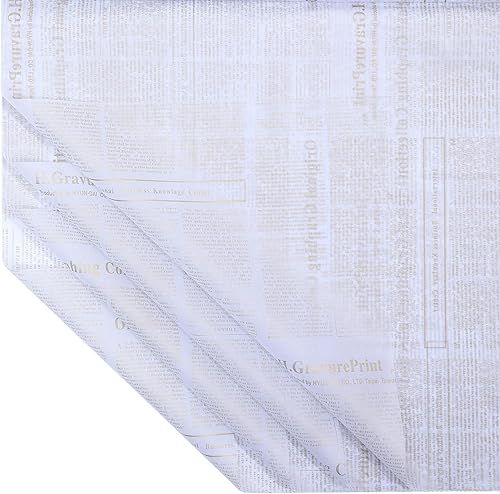Papel de seda de regalo de periódico antiguo, papel de regalo floral grande a granel, libro de ropa, joyas, papel de envoltura blanco y dorado, 28
