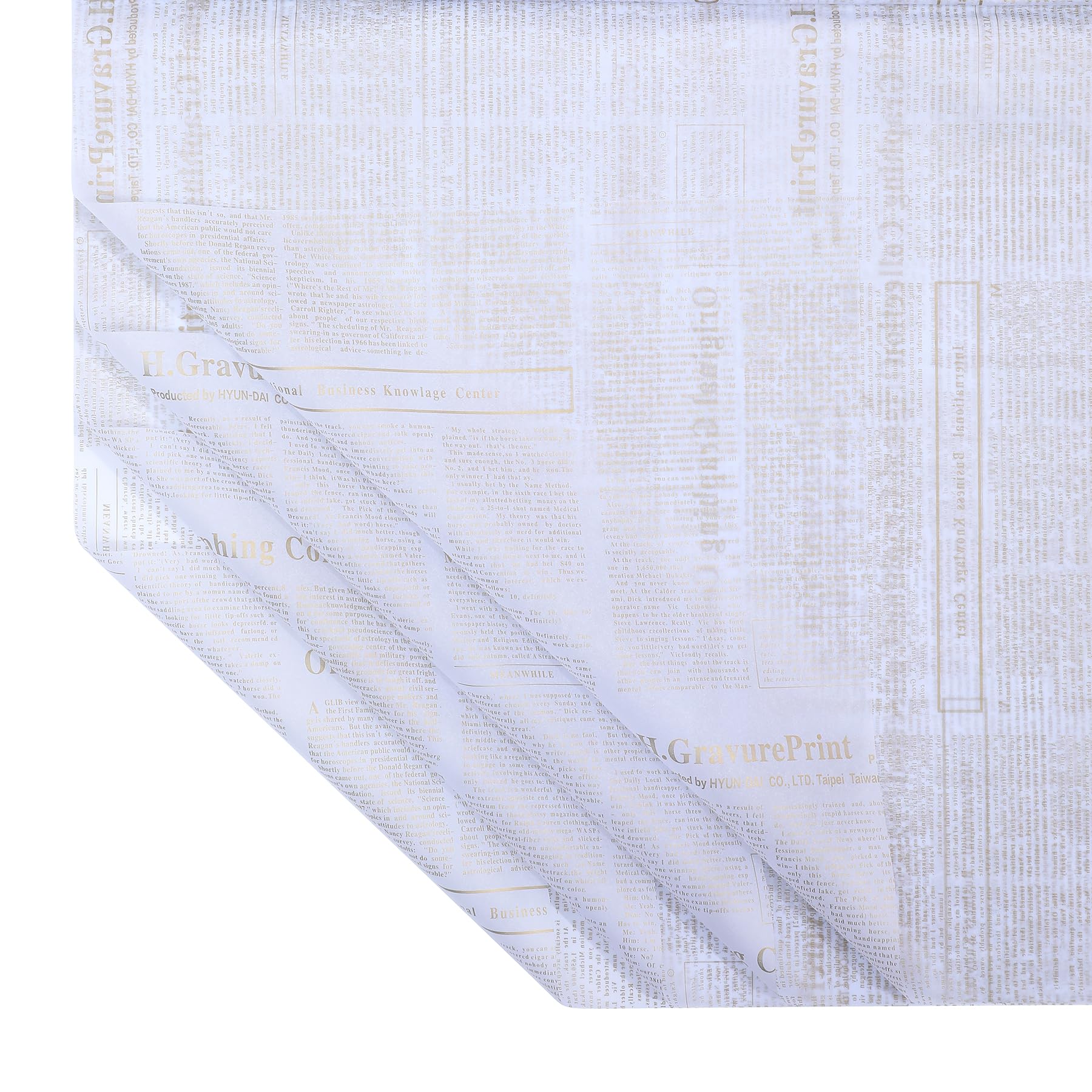 Retro Newspaper Tissue Wrapping Paper Bulk Vintage Newsprint Kraft Paper for Gift Wrapping, Flower Bouquet Wrapping Paper 27.5x19.7 Inch 28pcs Mother's Day Wedding Decorations (1 white gold)