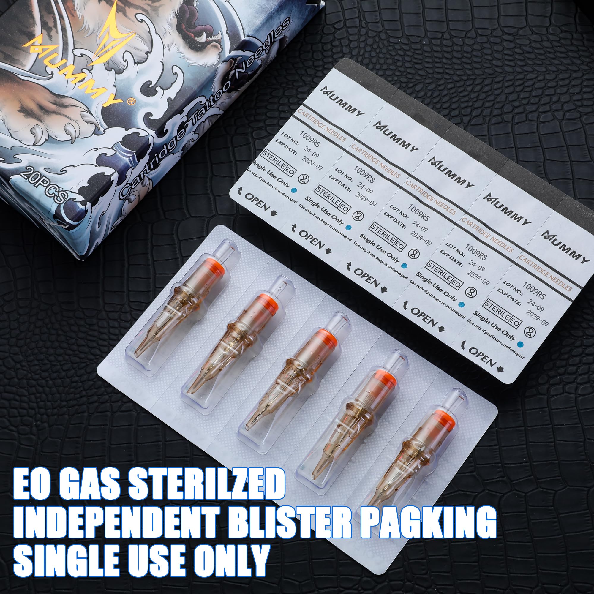Mummy PN-1007RS Tattoo-Patronen-Nadeln – 20 Stück Rundschattierer L-Taper – Steril Einzeln Verpackt Für Saubere Arbeit