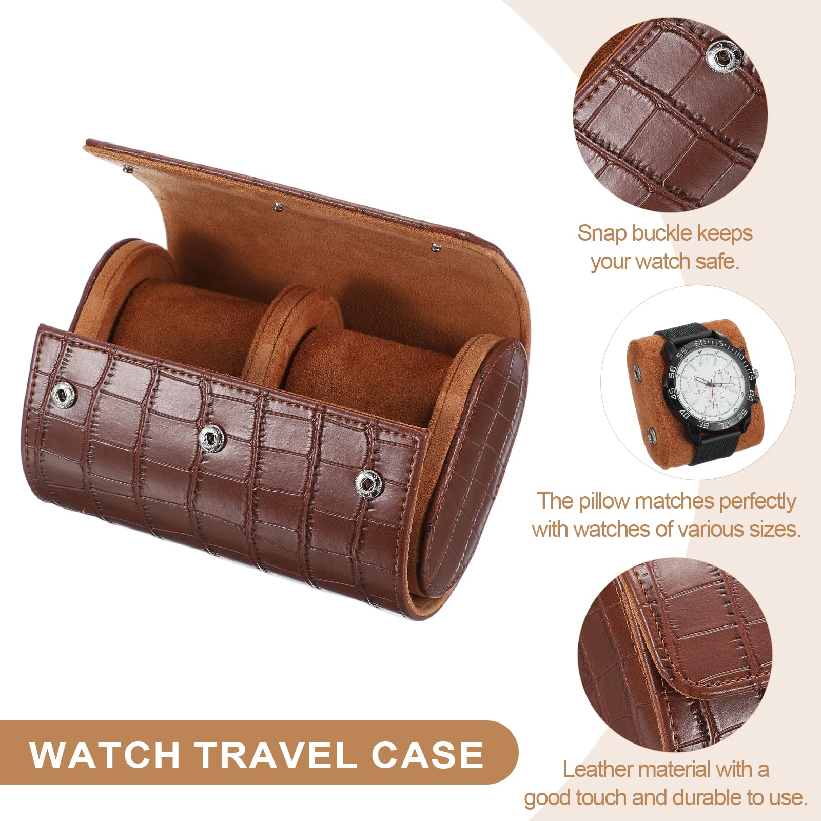 Custodia da viaggio per orologio da uomo in pelle con motivo coccodrillo, astuccio arrotolabile per orologio, scatola portaoggetti portatile per orologio, ideale per Natale, compleanno e anniversari