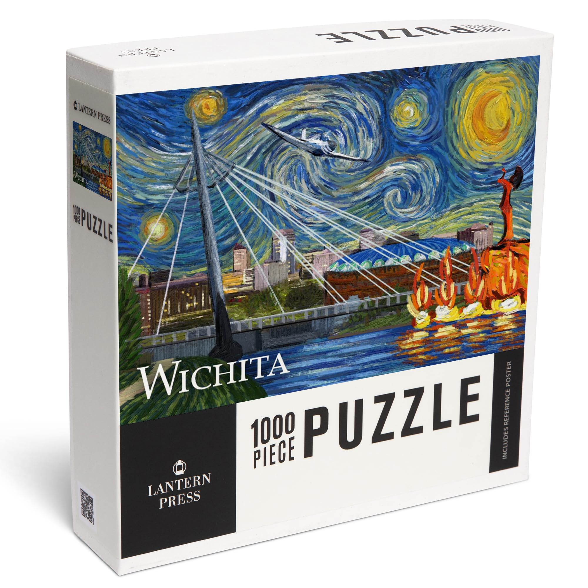 Lantern Press Wichita, Kansas, Starry Night 1000 Piece Jigsaw Puzzle for Adults, Made in USA with Reference Poster