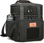 HSHRISH Expandable Large Tactical Lunch Box for Adults, Durable Insulated Lunch Bag with Shoulder Strap, Soft Cooler Bag for Men Work Outdoor Picnic Trips, 20 Can/16 L, Black