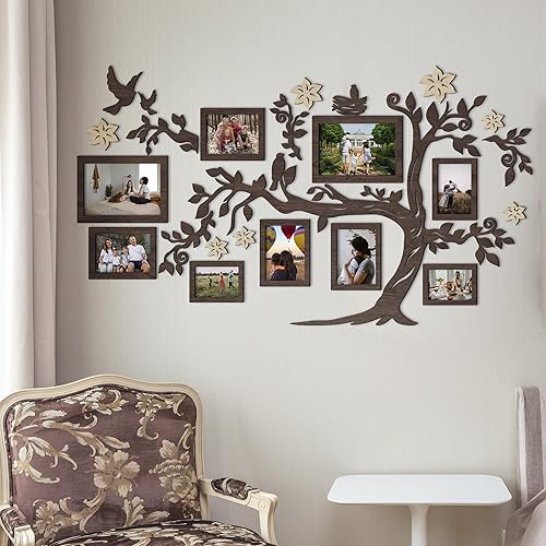 Miniatura 3 de JustLikeWood 78x44" Large Home Decor Wood Family Tree Wall Decal with Frame Pictures STANDARD, Decoraciones Para Salas de Casa Wall Art, Wall