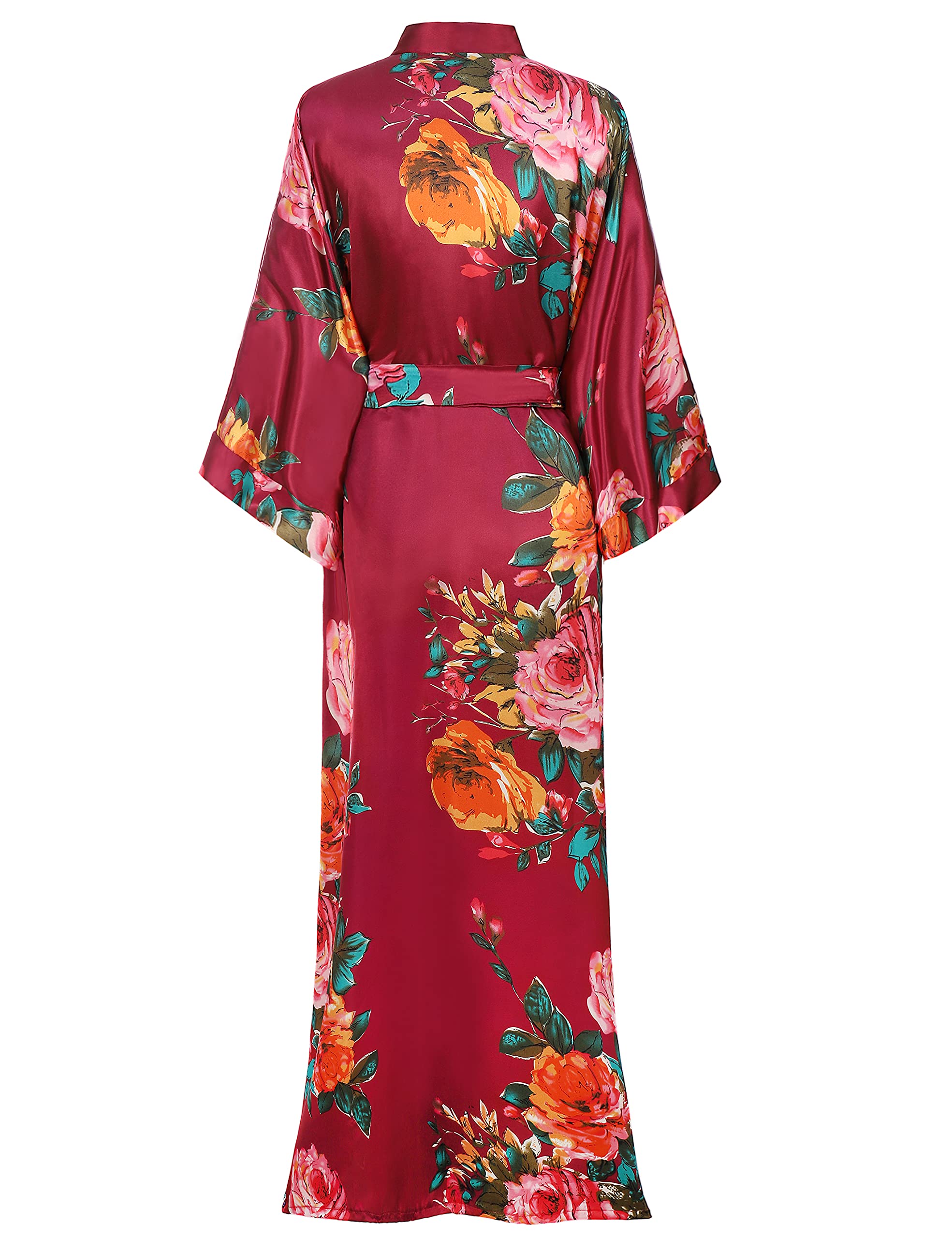 BABEYOND Damski szlafrok poranny maxi długi satynowy lato kimono kwiatowy wzór nadrukowany szlafrok kimono, kardigan damski, długi szlafrok w kwiaty, płaszcz do spania dla dziewcząt, piżama na imprezę