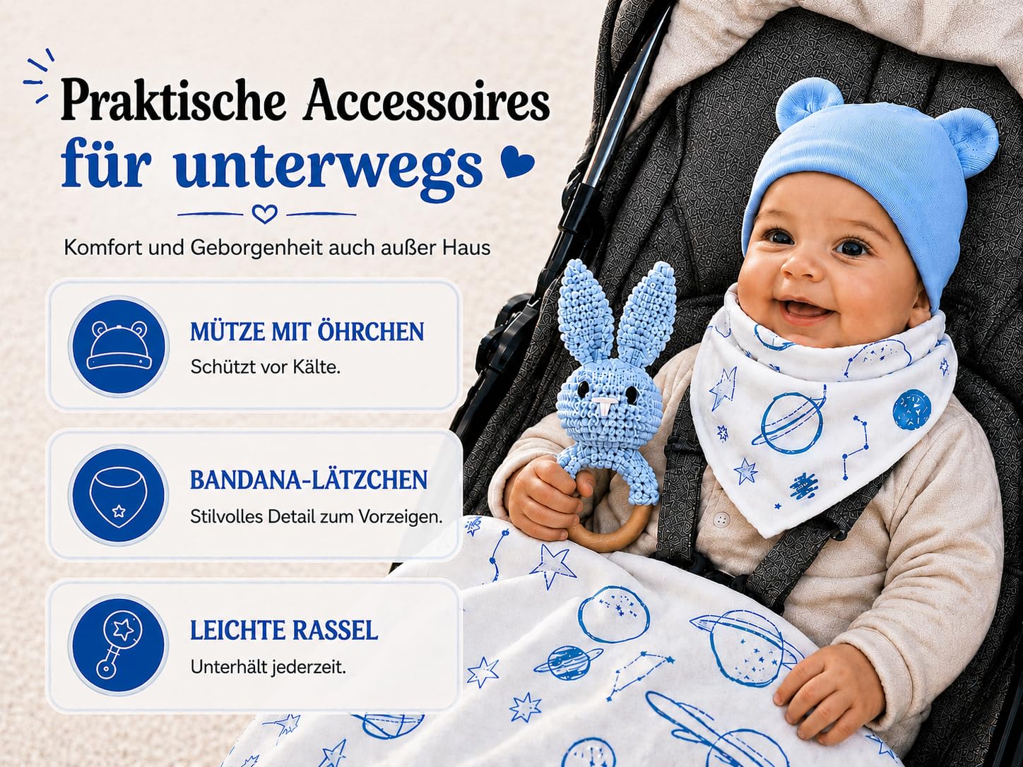 Windeltorte Baby Geschenkset – Neugeborenen Geschenkbox mit Schmusetuch, Rassel, Schnullerkette, Decke & Lätzchen – Geburtsgeschenk für Mädchen & Junge